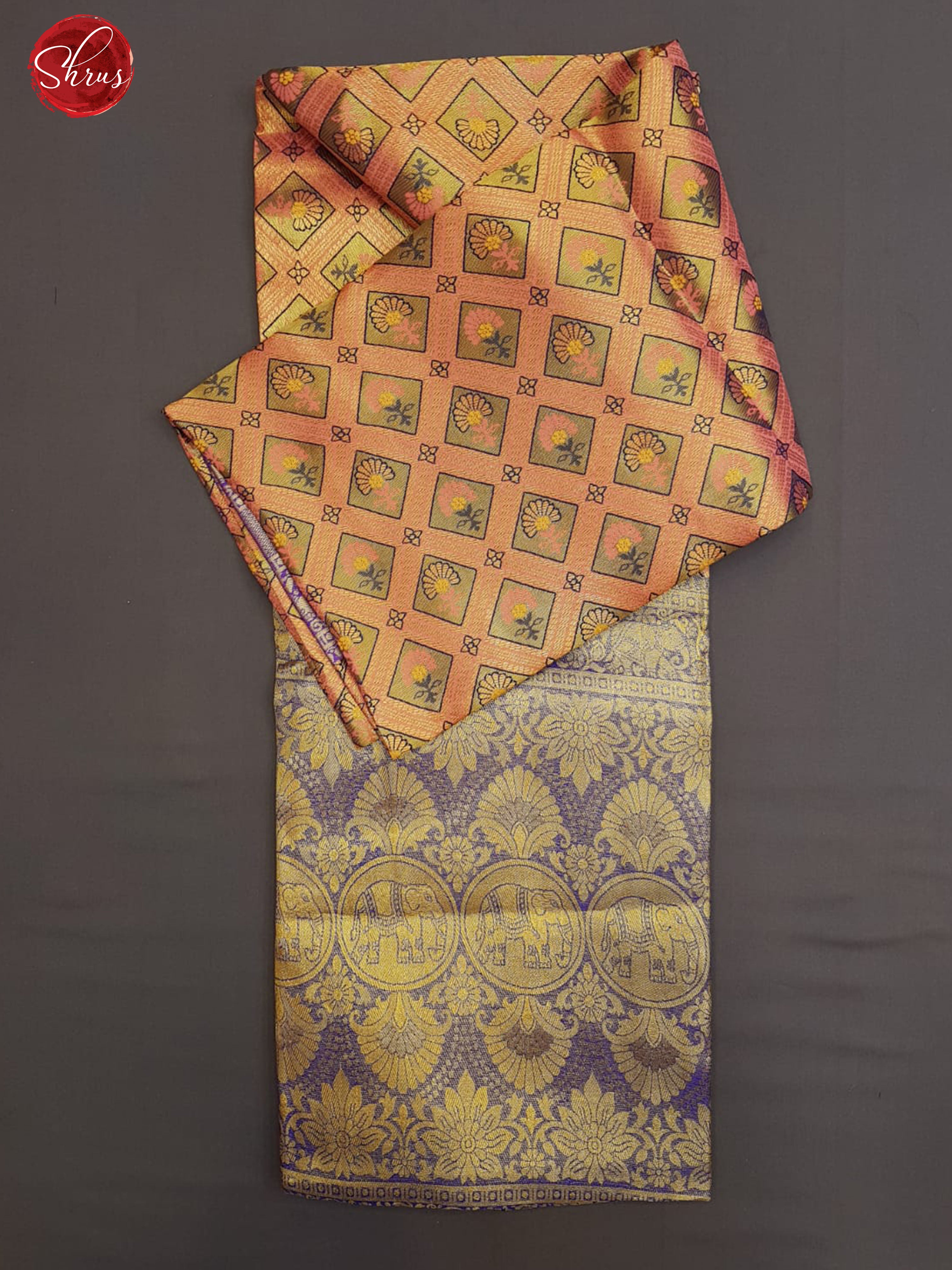 Pink & Blue - Semi Kanchipuram Dola Silk with zari brocade on the body & Contrast Zari Border - Shop on ShrusEternity.com