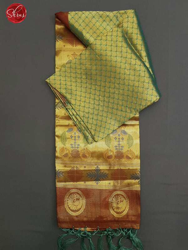 Green & Maroon - Semi Kanchipuram Dola Silk with zari brocade on the body& Contrast Zari Border - Shop on ShrusEternity.com