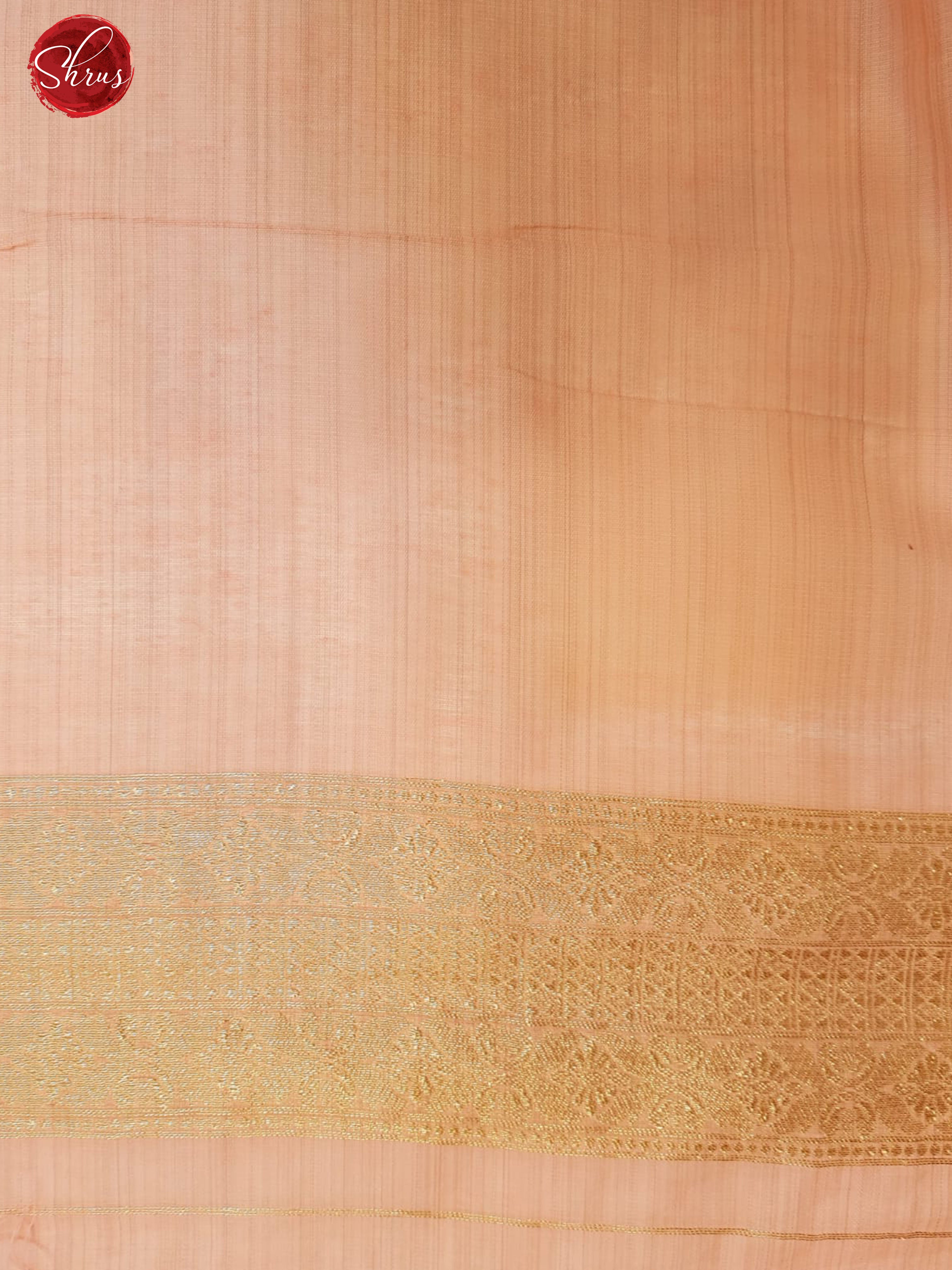 Peachish Pink(Single Tone)- Semi Banarasi with zari woven buttas on the body & Zari Border - Shop on ShrusEternity.com