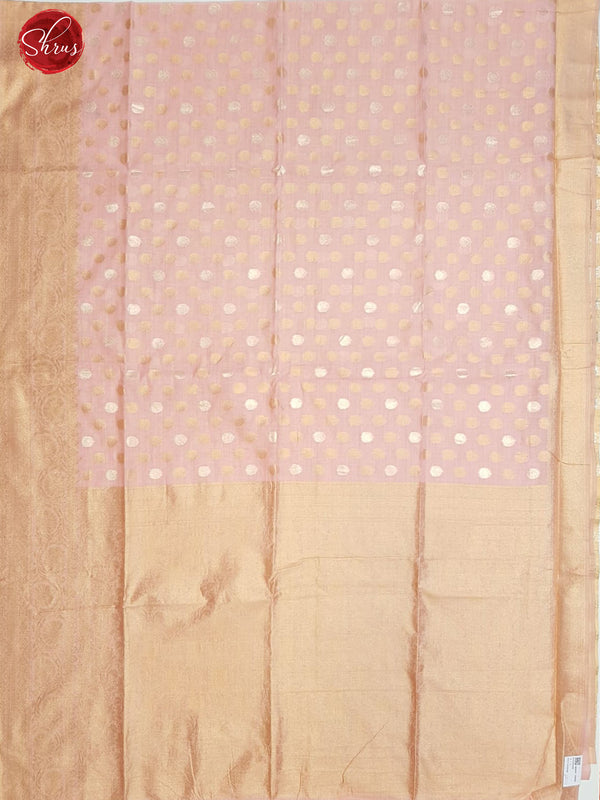 Pink(Single Tone)- Semi Banarasi with gold, silver zari buttas on the body& zari Border - Shop on ShrusEternity.com
