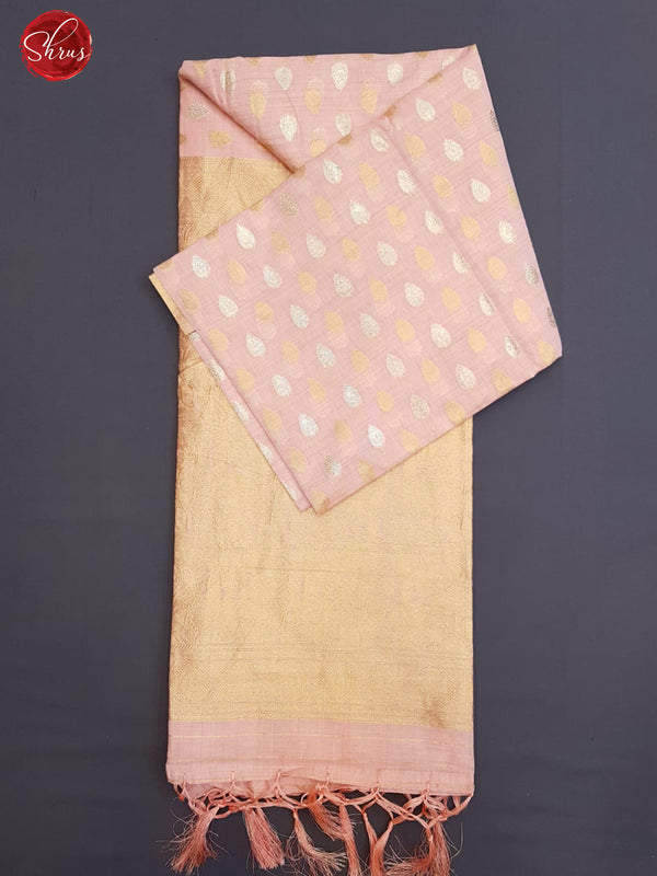 Pink(Single Tone)- Semi Banarasi with gold, silver zari buttas on the body & Zari Border - Shop on ShrusEternity.com
