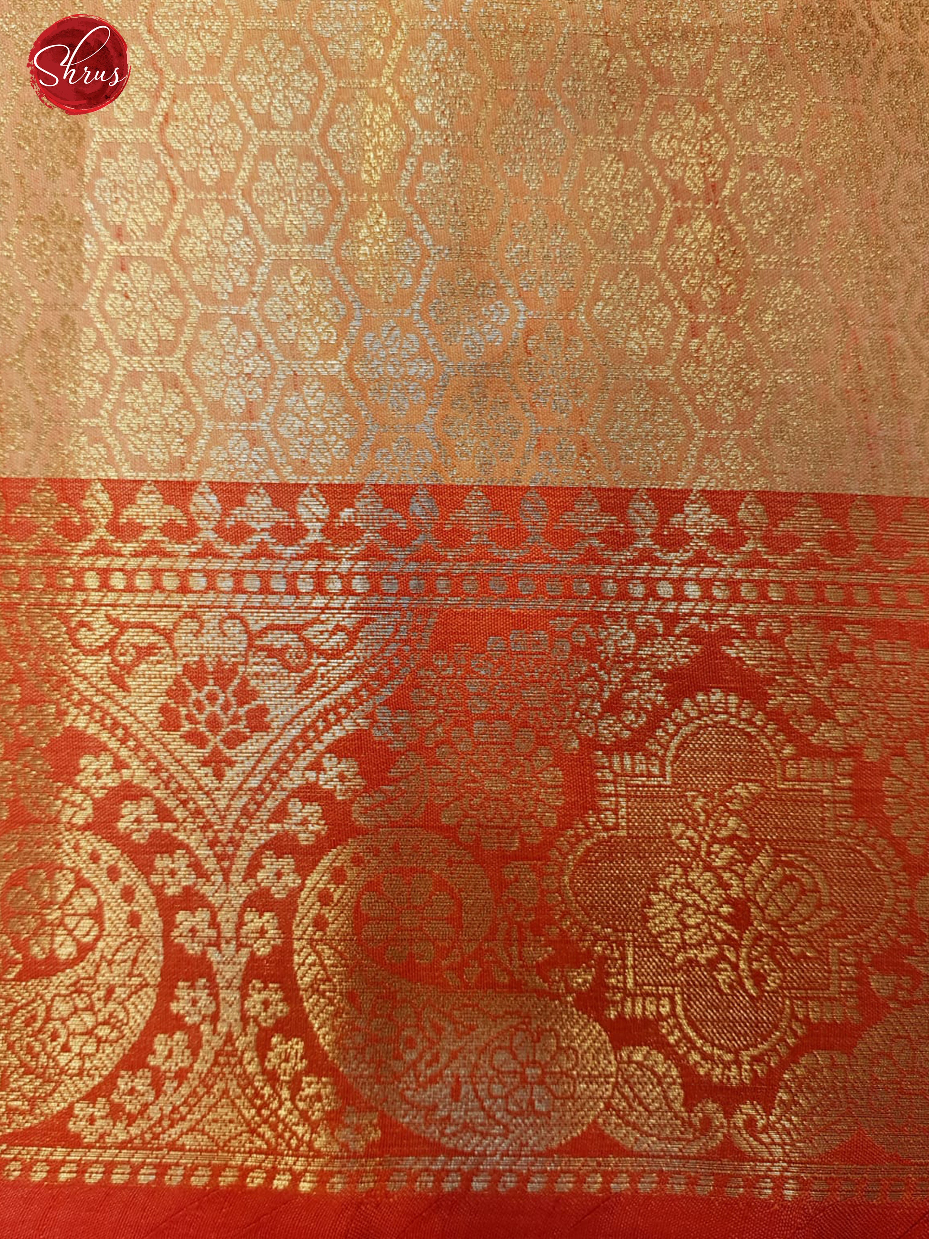 Orange(Single Tone) - Semi Banarasi with zari woven floral motifs on the body& Zari Border - Shop on ShrusEternity.com