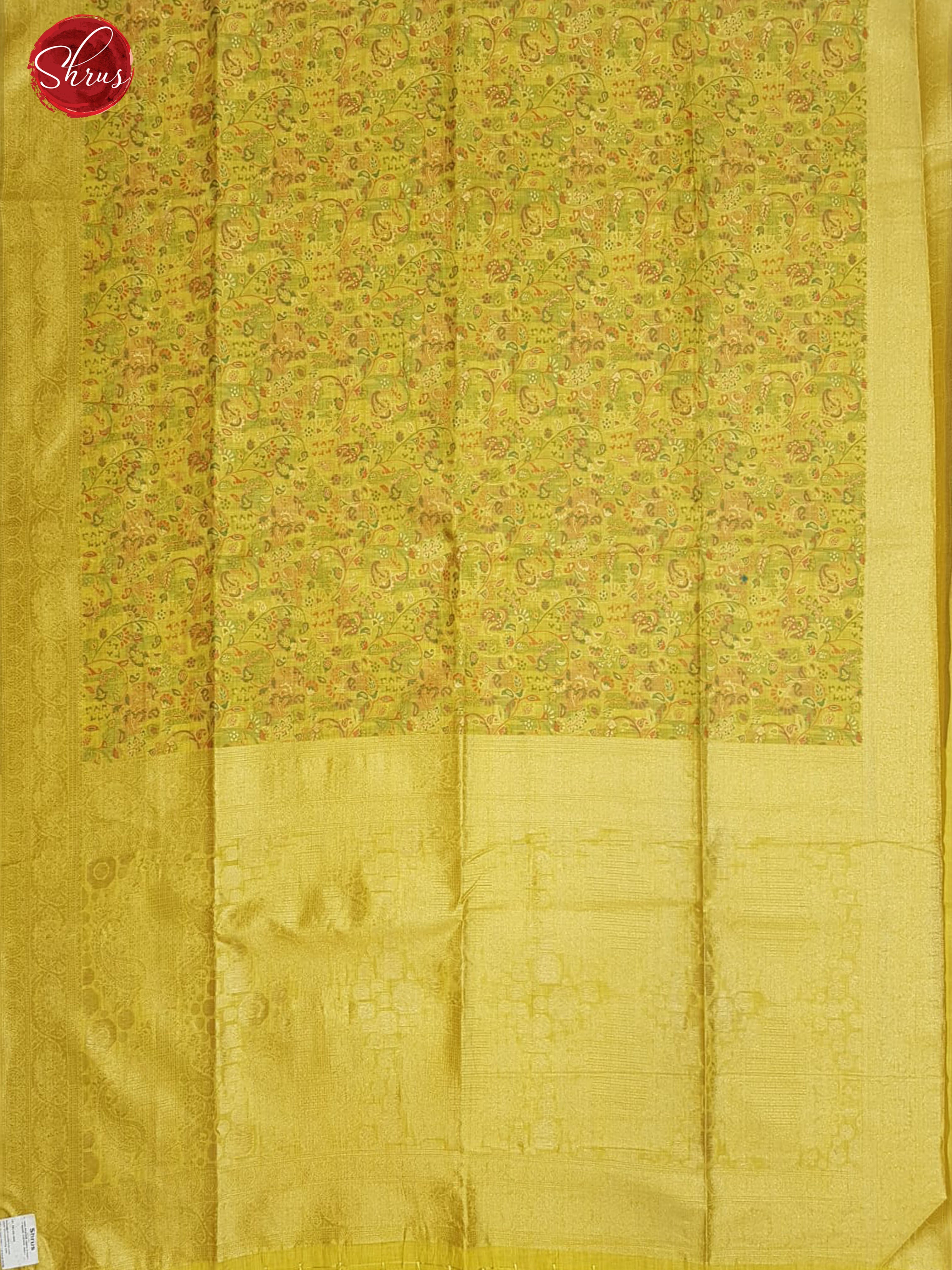 Mustard Yellow(Single tone)-Semi Banarasi with floral print on the body & Zari Border - Shop on ShrusEternity.com