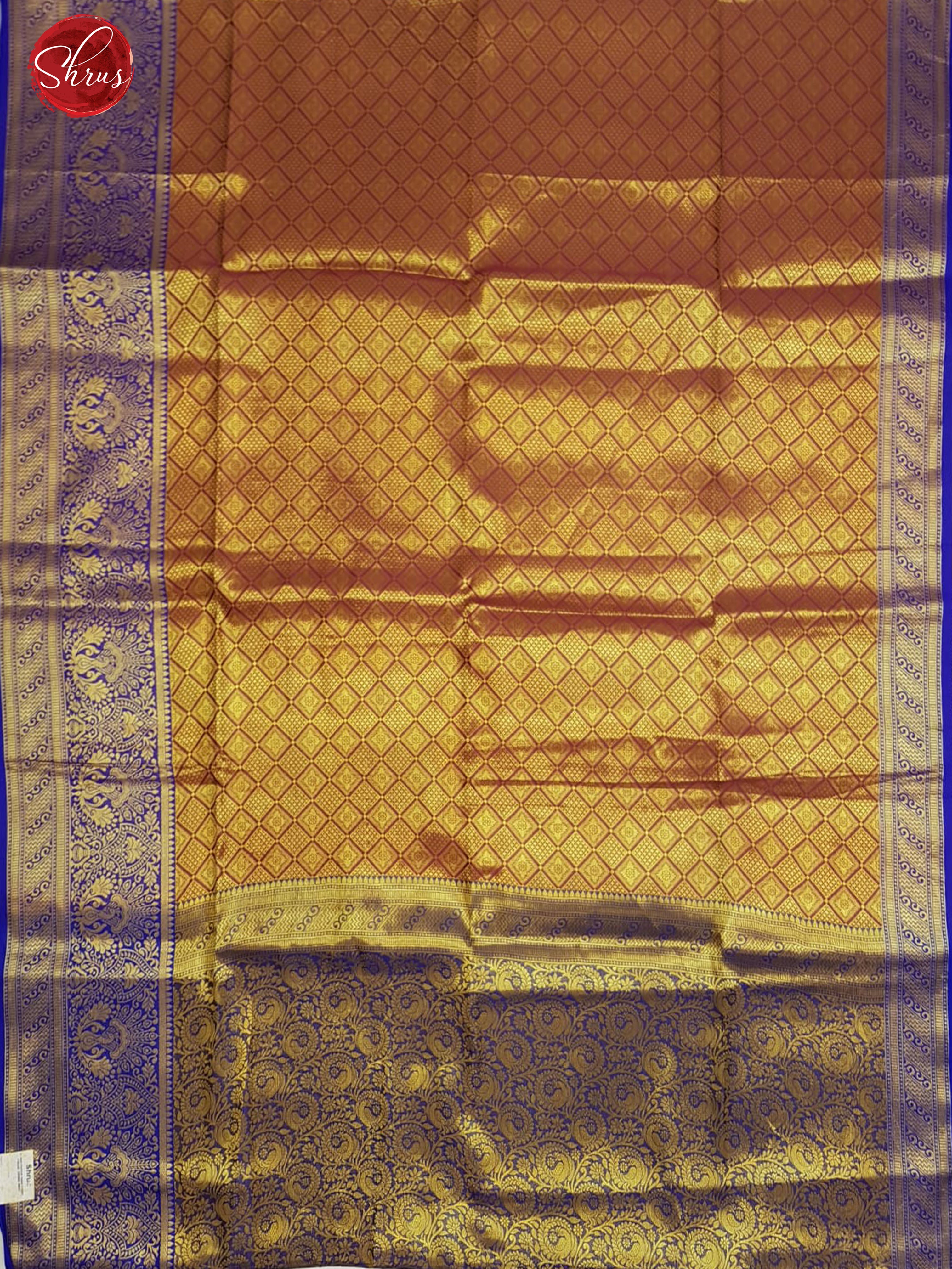 Purple & Blue - Semi Kanchipuram Dola Silk with zari woven floral brocade on the body & Contrast Zari Border - Shop on ShrusEternity.com