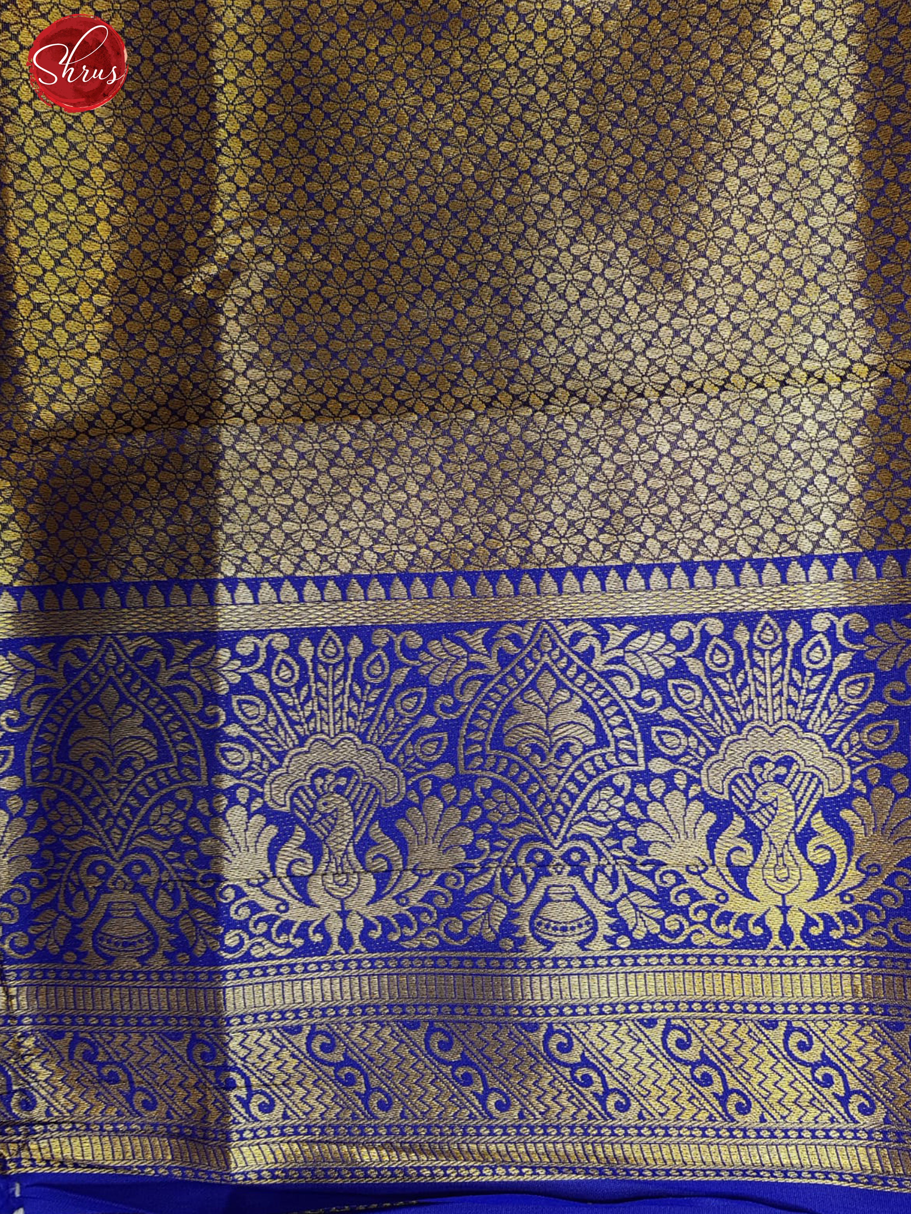 Purple & Blue - Semi Kanchipuram Dola Silk with zari woven floral brocade on the body & Contrast Zari Border - Shop on ShrusEternity.com