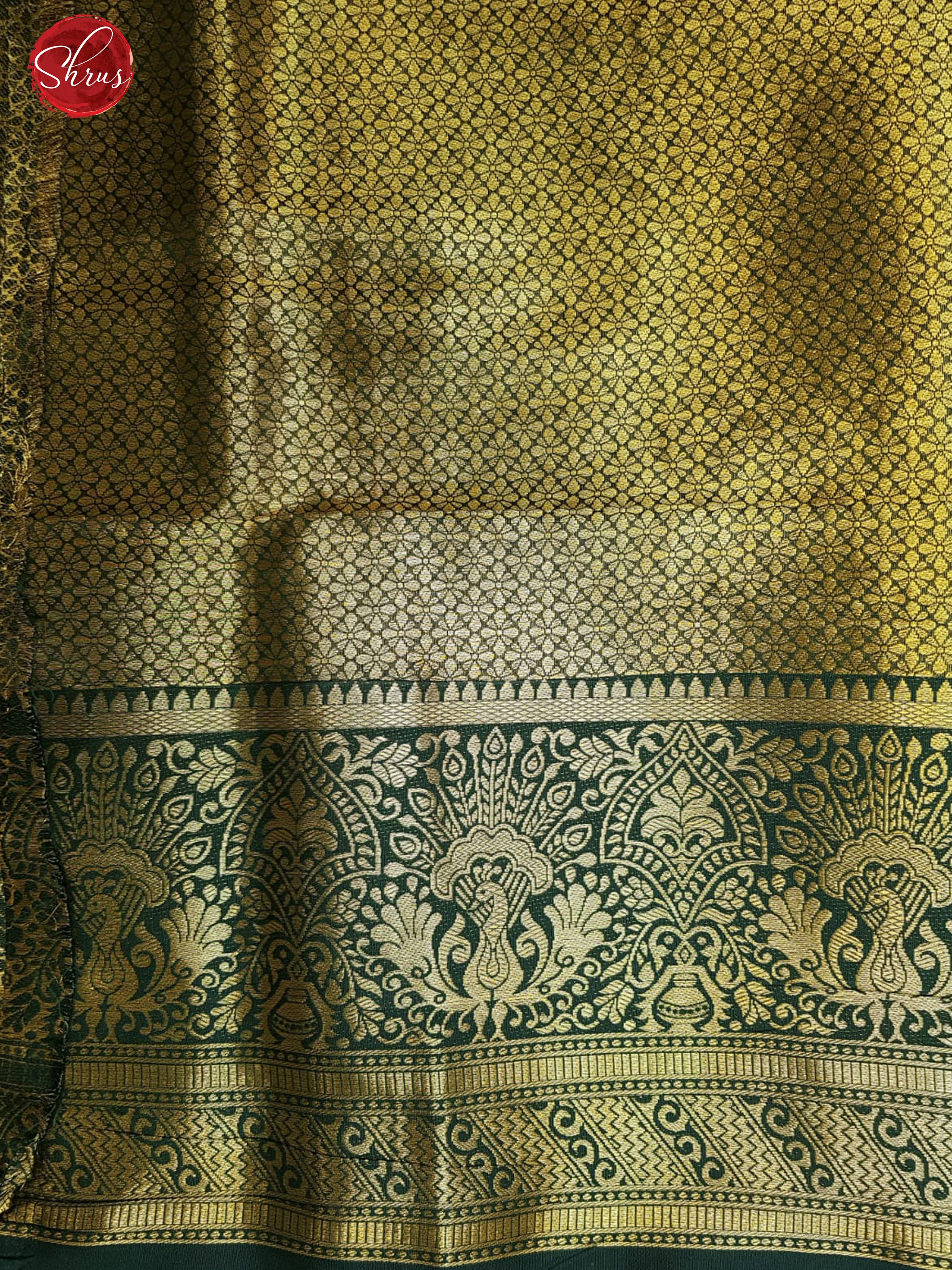 Red & Green- Semi Kanchipuram Dola Silk with zari woven brocade on the body & Contrast zari Border - Shop on ShrusEternity.com