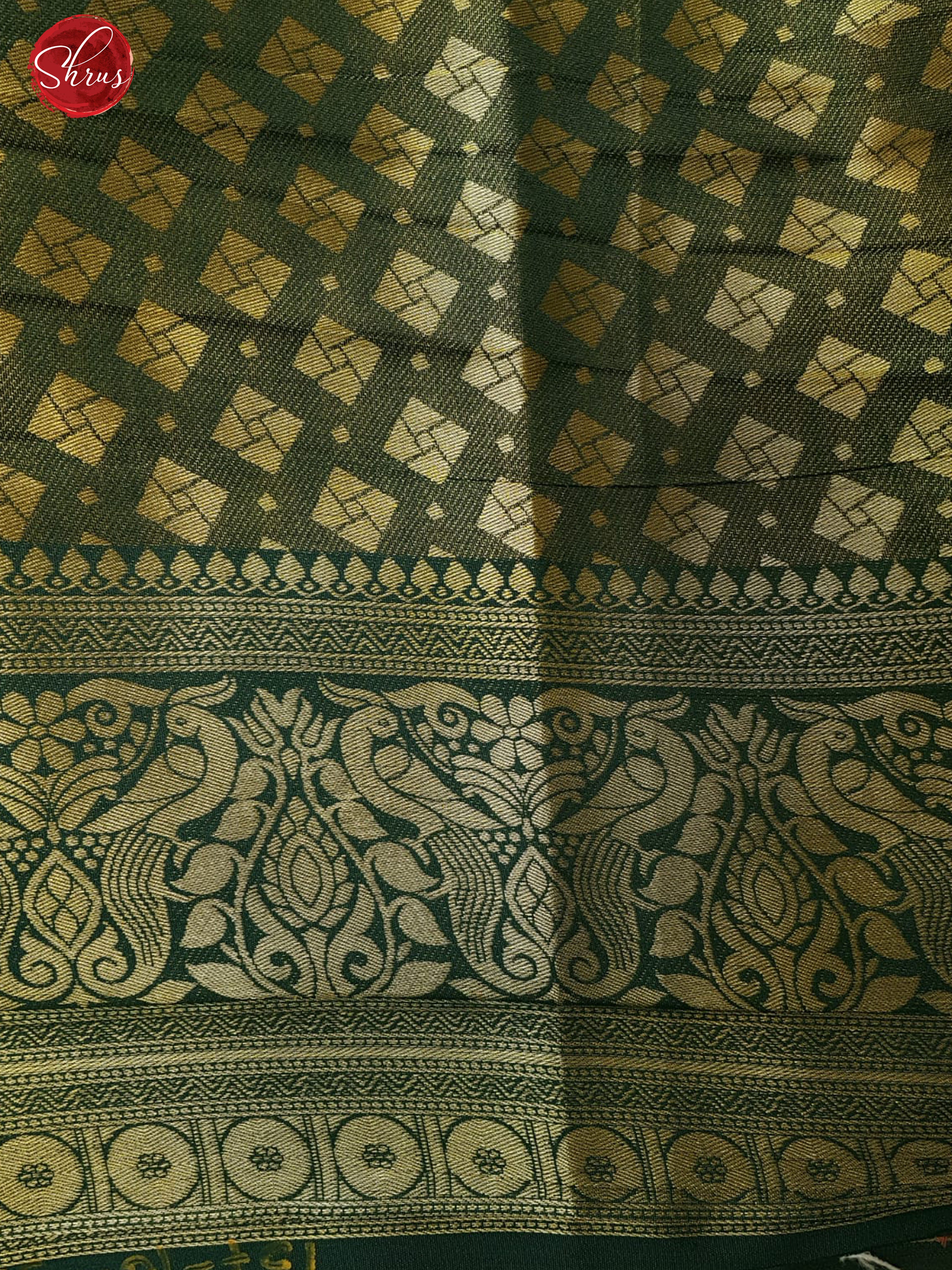 Mustard & Green - Semi Kanchipuram Dola Silk(Art Silk) with zari woven floral brocade on the body & Contrast Zari Border - Shop on ShrusEternity.com