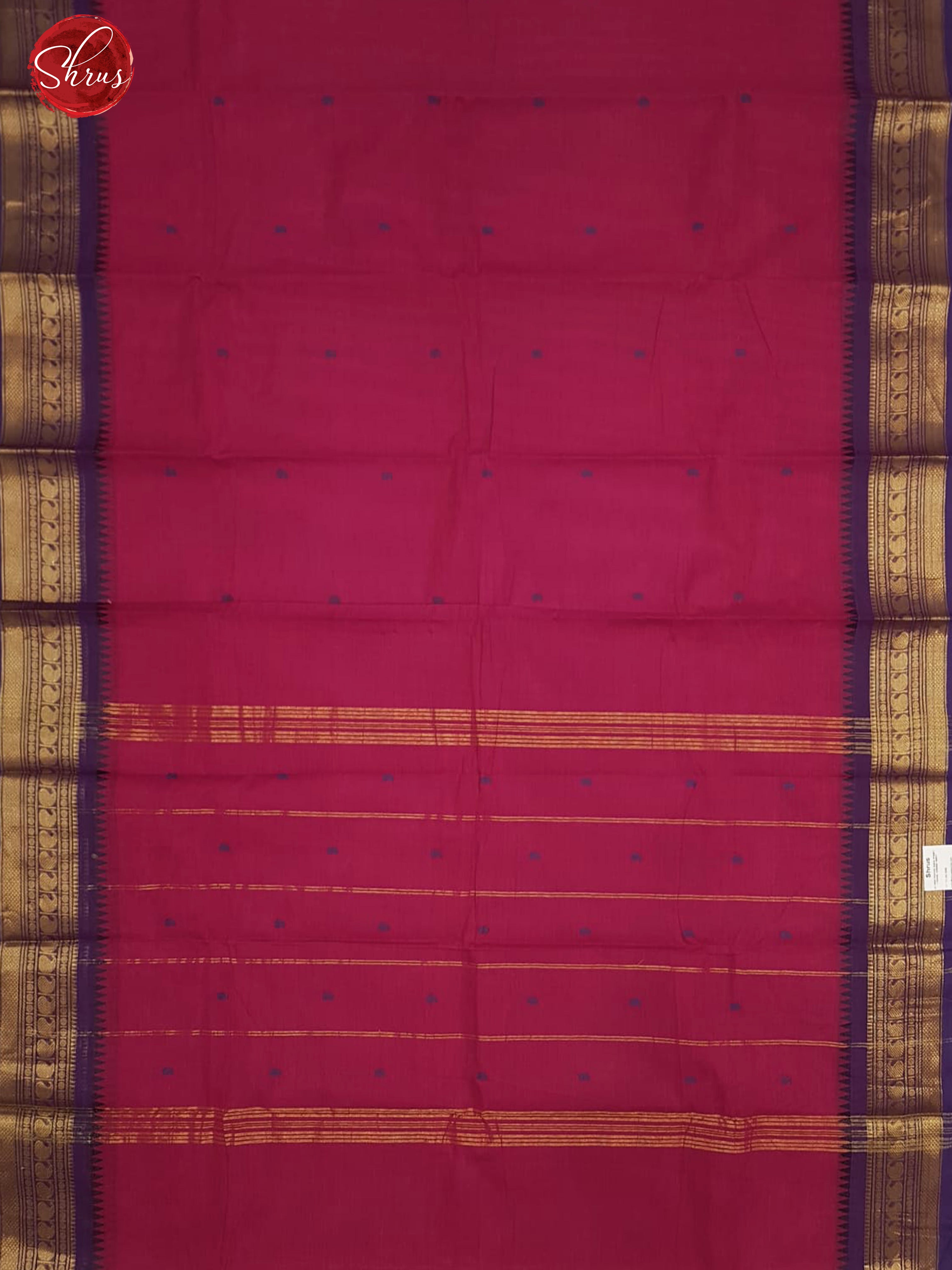 Majenta Pink & Violet -Chettinad Cotton with thread woven buttas on the body & contrast zari border Border - Shop on ShrusEternity.com