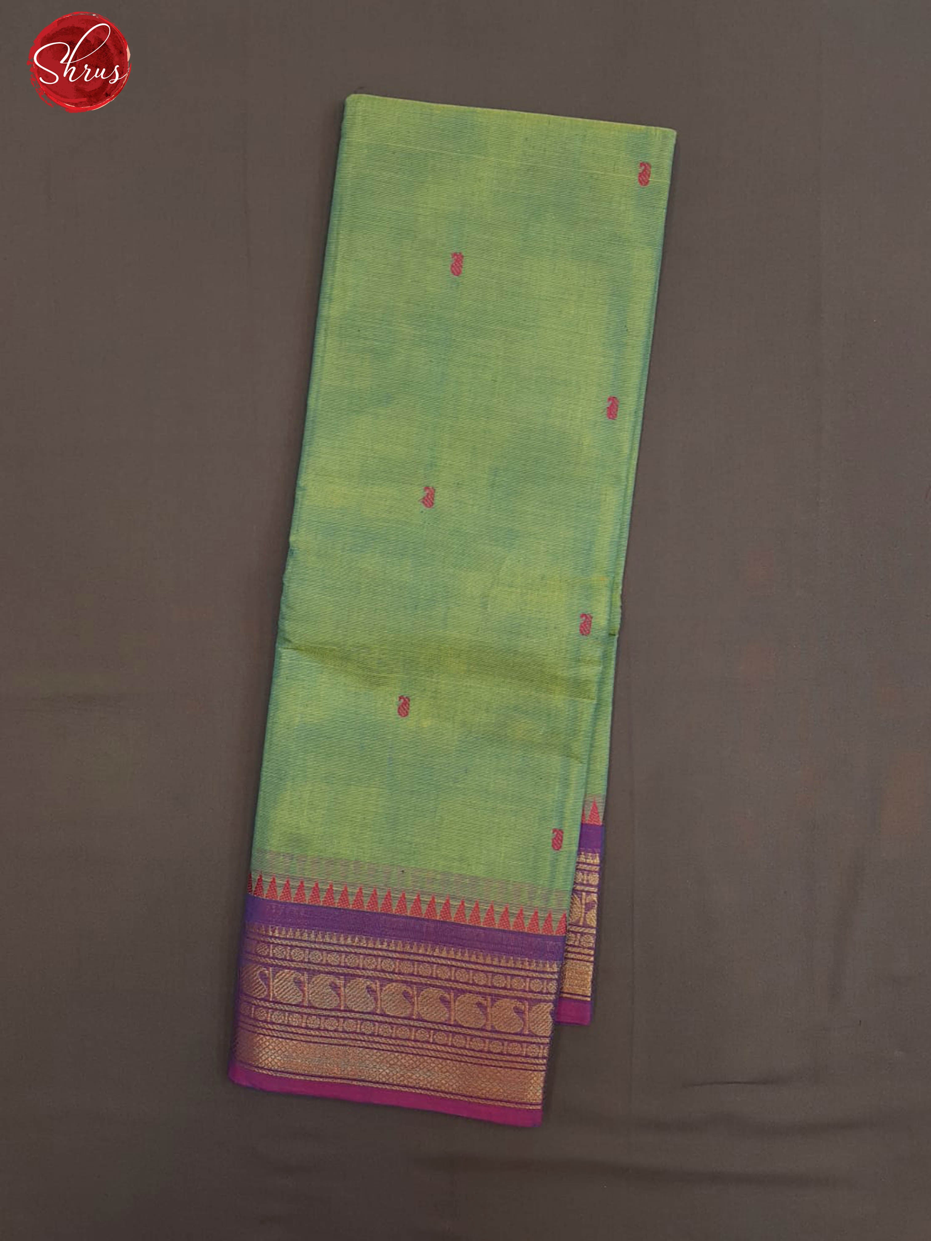 Green & Violet -Chettinad Cotton with thread woven buttas on the body &  contrast zari Border - Shop on ShrusEternity.com