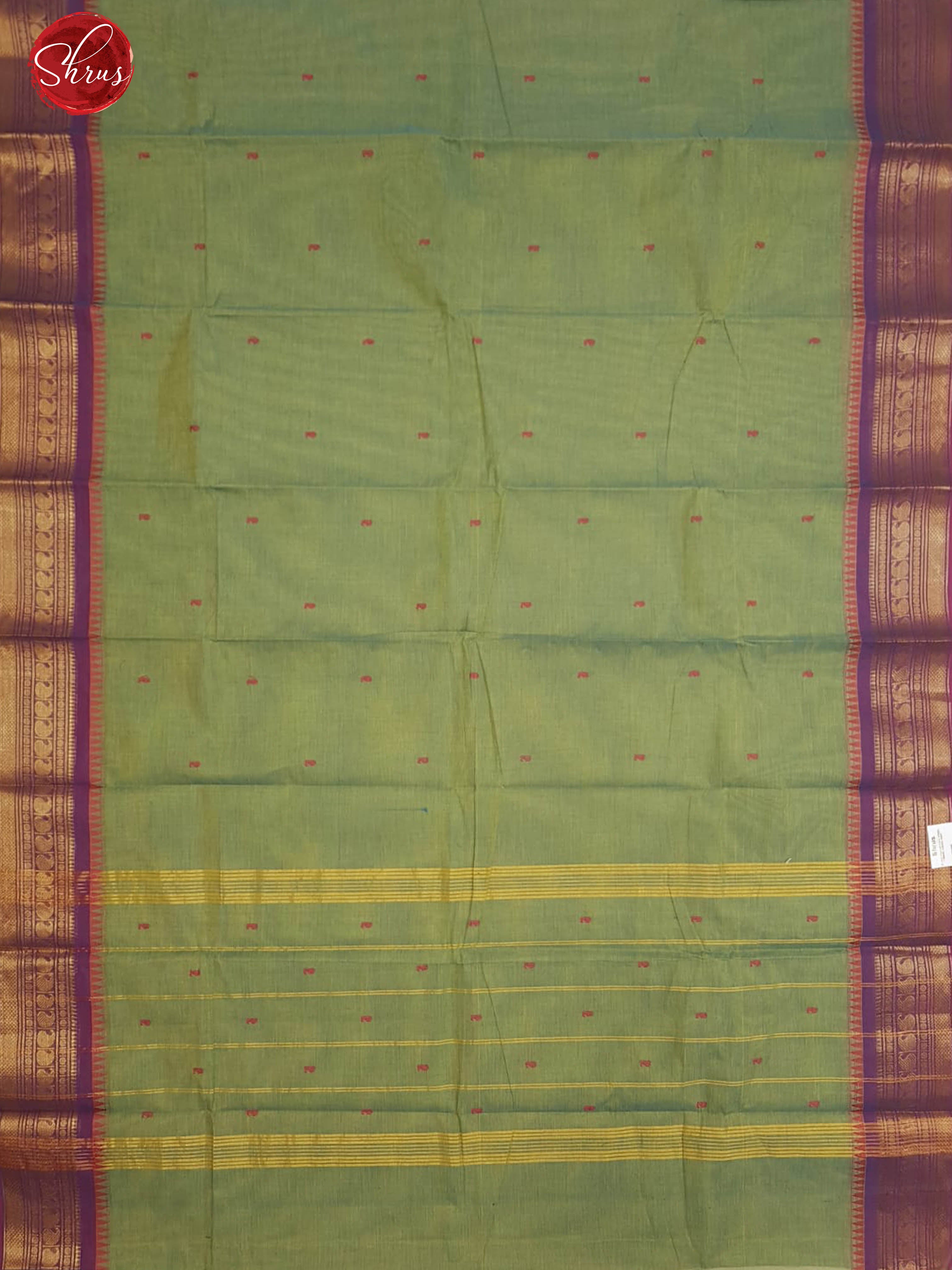 Green & Violet -Chettinad Cotton with thread woven buttas on the body &  contrast zari Border - Shop on ShrusEternity.com