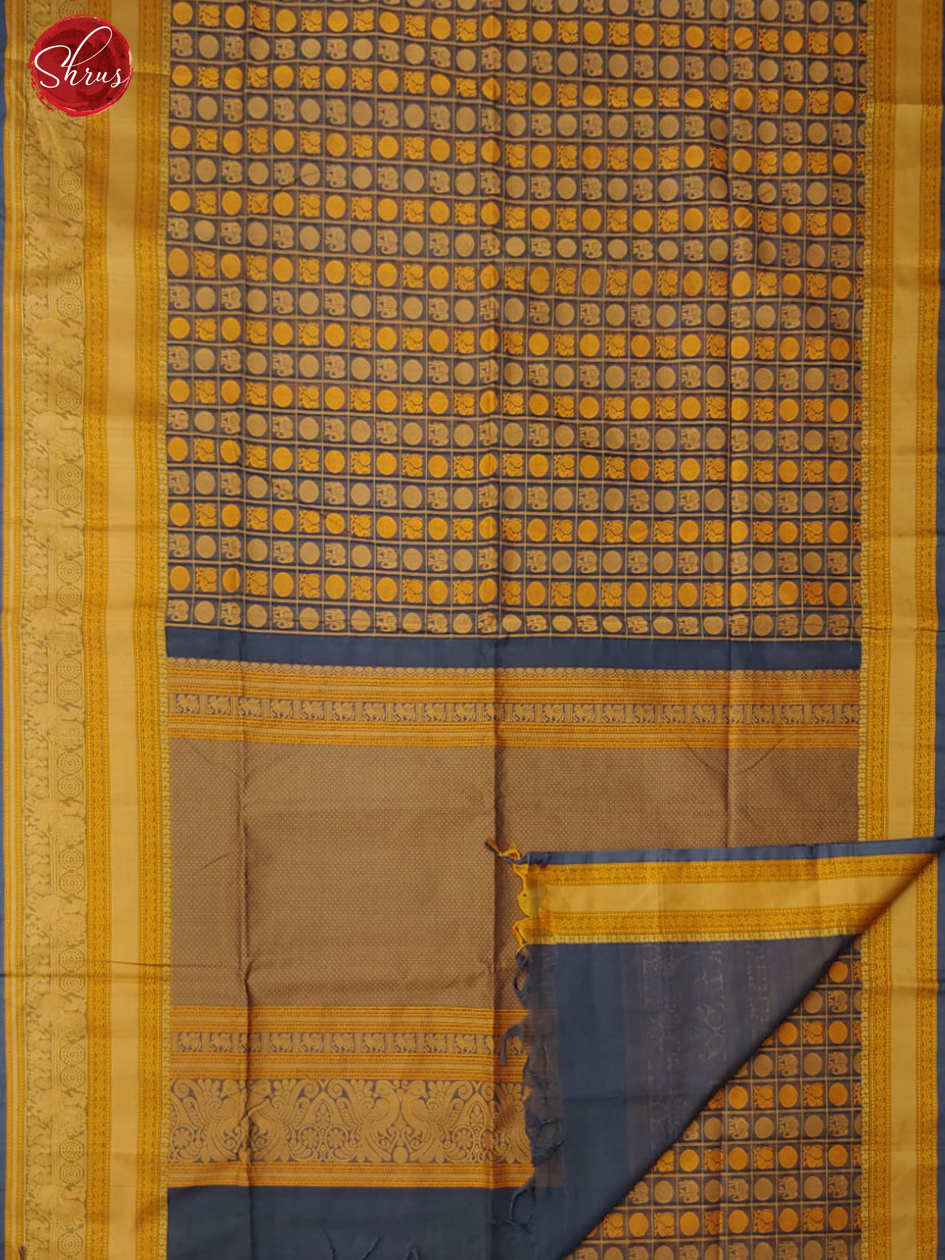 Grey(Single tone) - Kanchi Cotton with thread woven buttas on the body And  zari border - Shop on ShrusEternity.com