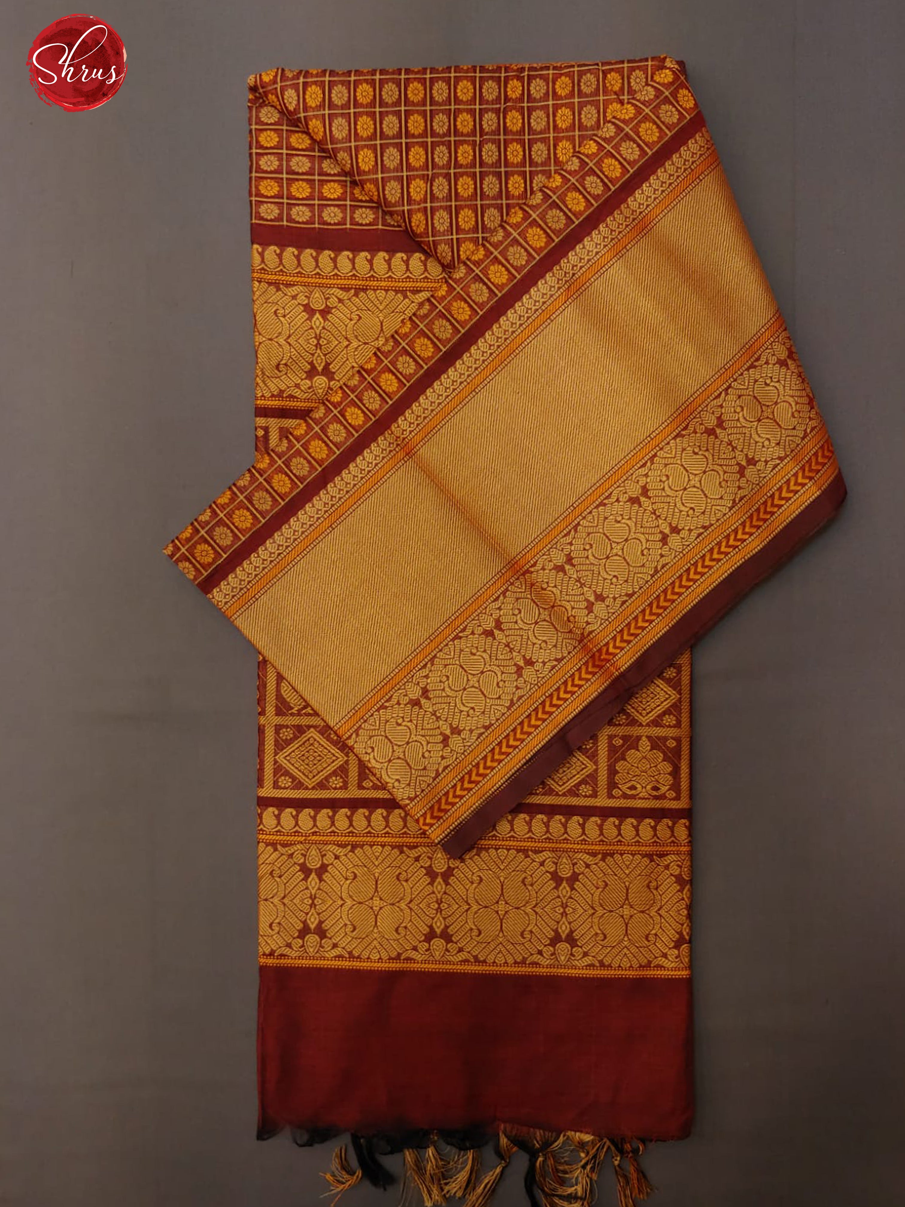 Maroon (Single Tone)- Kanchi Cotton with thread woven buttas on the body and zari border - Shop on ShrusEternity.com