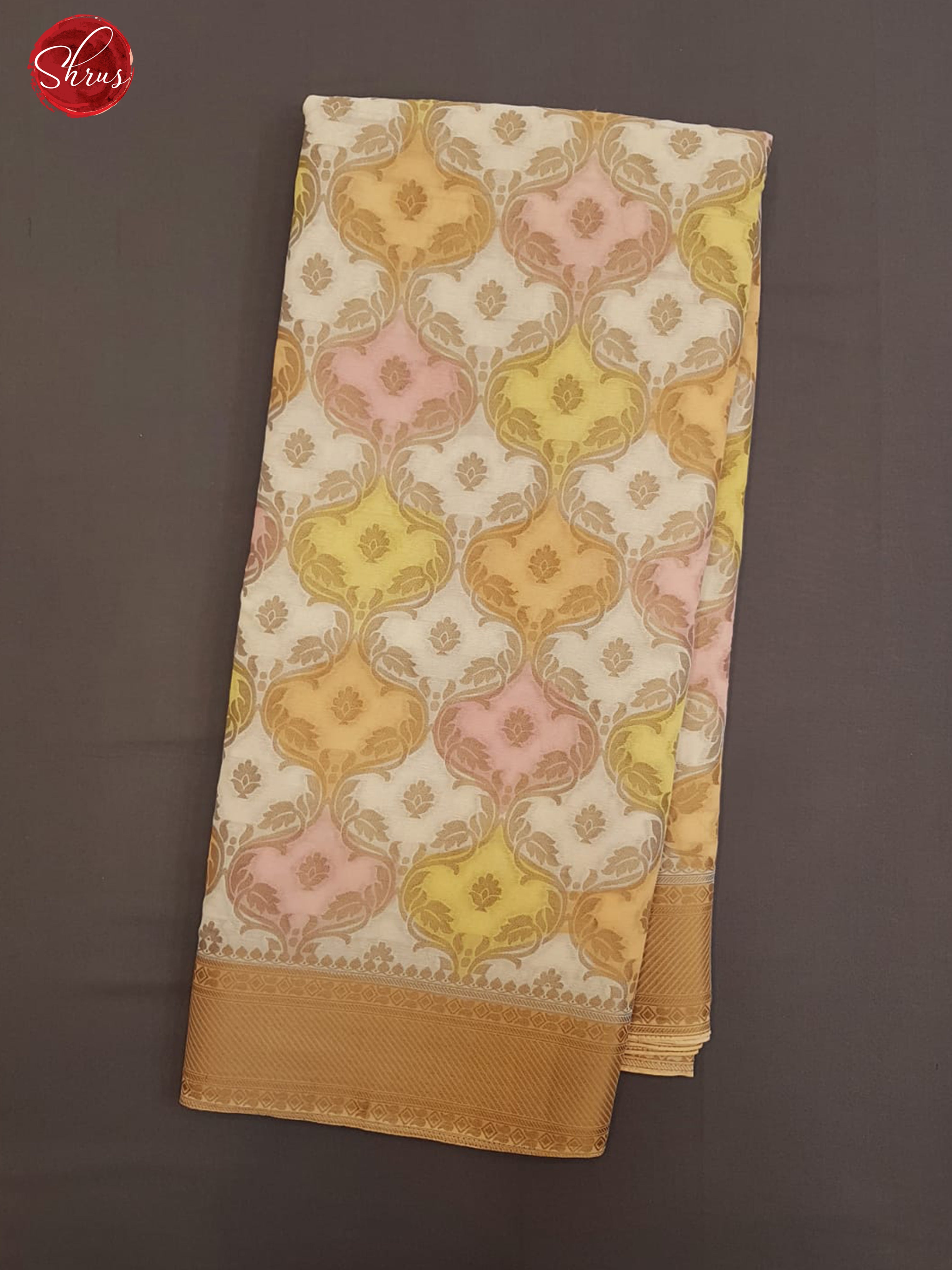 Cream & Beige- Semi Chiffon with floral print    on the body & Zari Border - Shop on ShrusEternity.com
