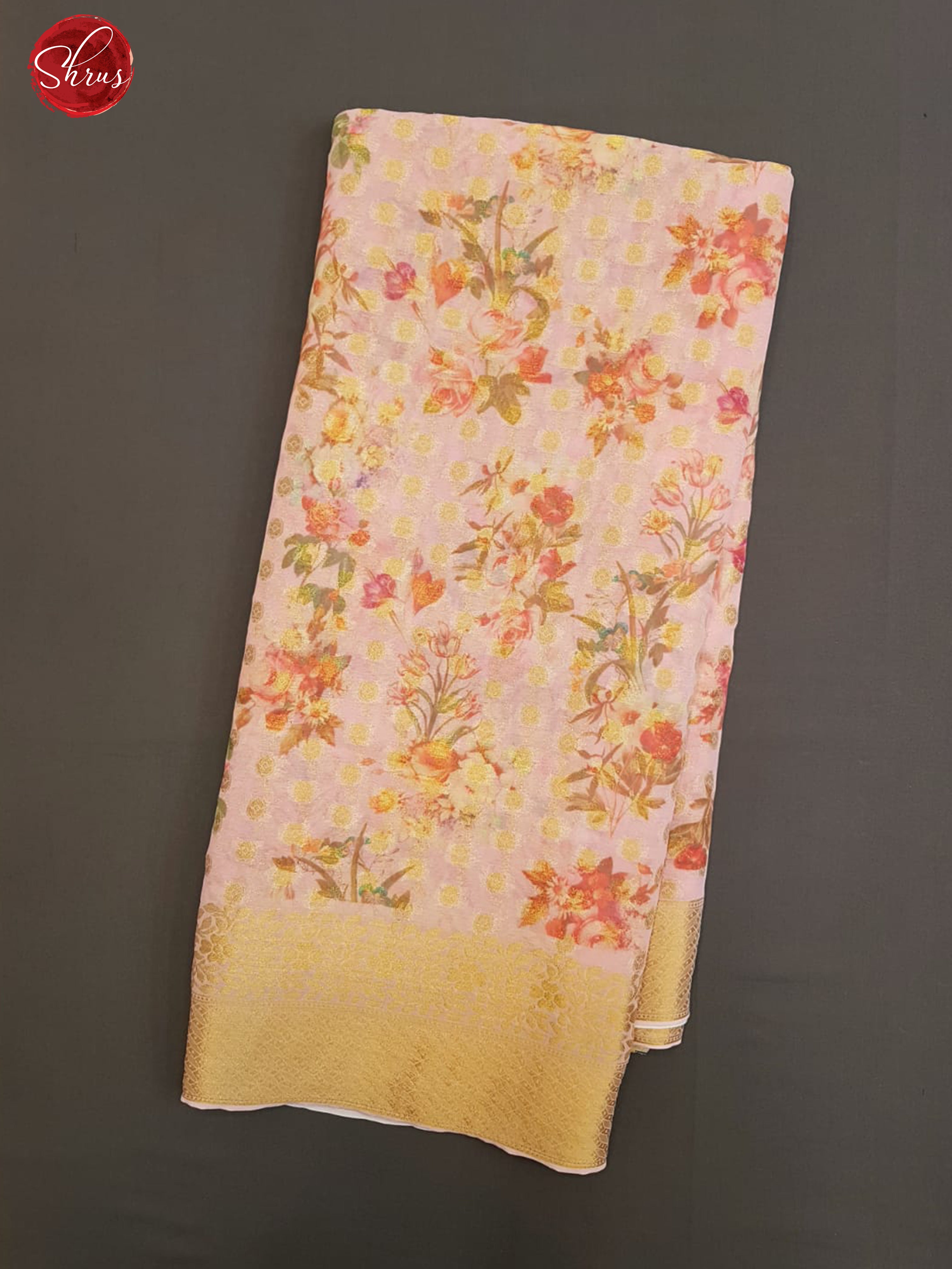 Light Pink (Single tone)- Semi Chiffon with zari floral buttas, floral print  on the body & Zari Border - Shop on ShrusEternity.com
