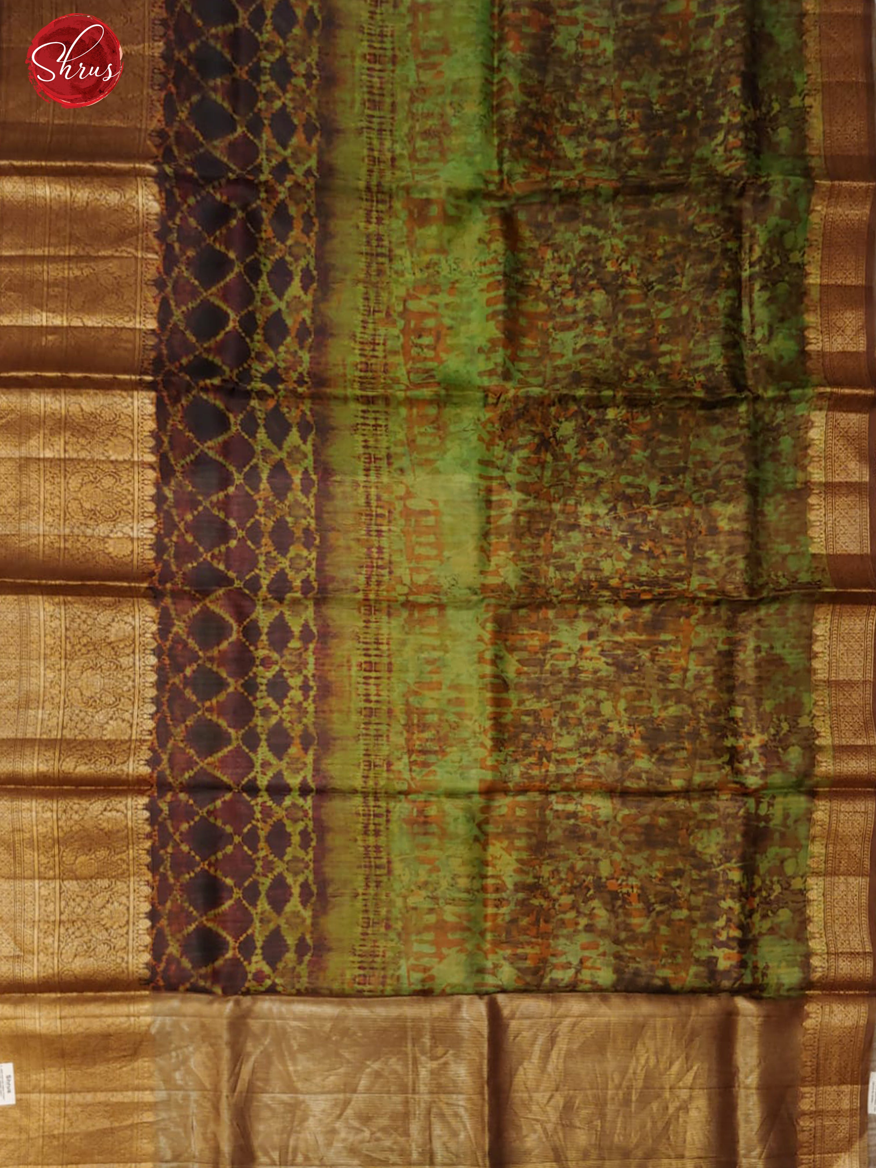 Green & Brown - Organza with floral pattern on the body and zari border - Shop on ShrusEternity.com