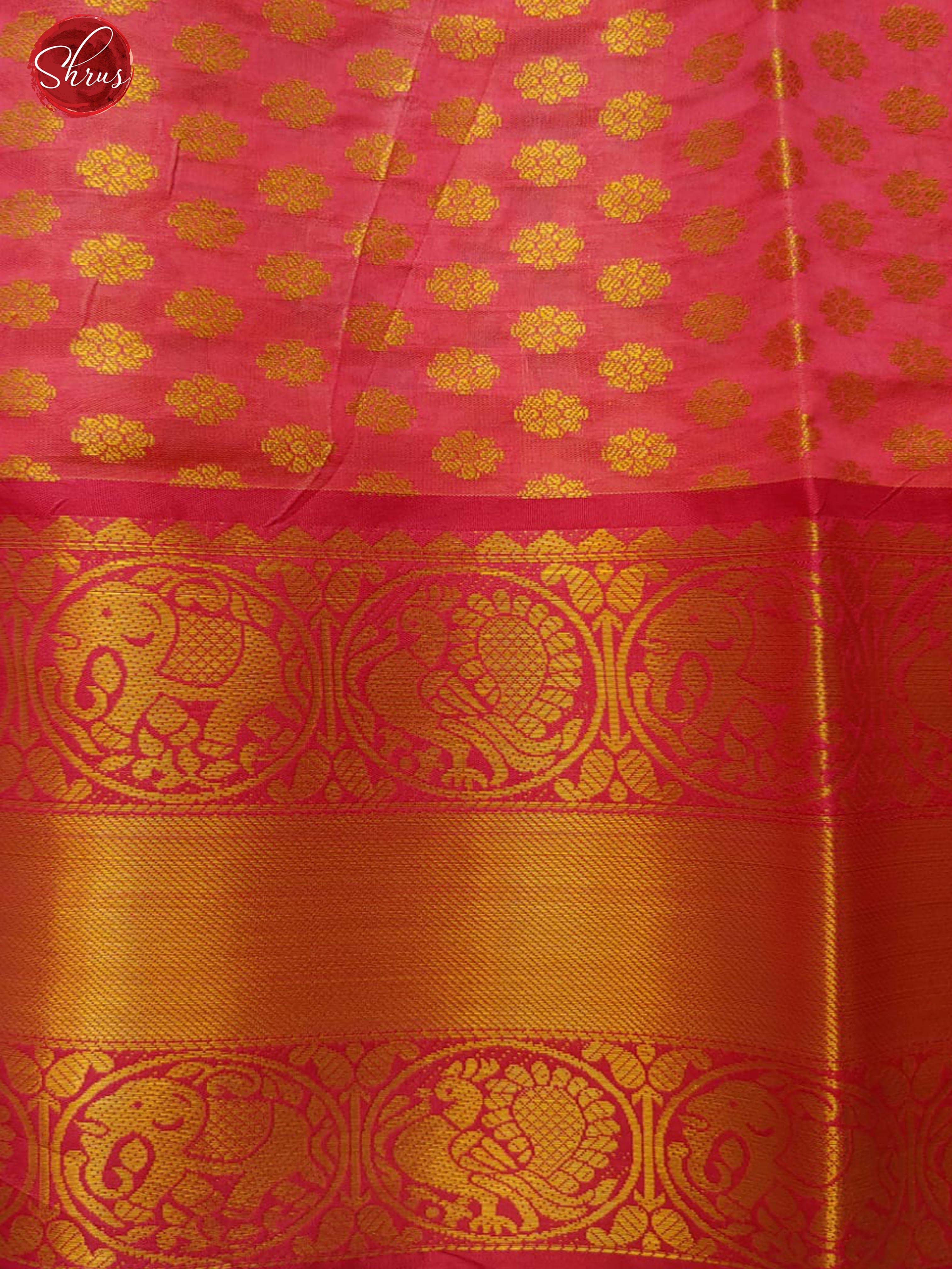 Cream & Pink - Semi Dupion with Kalamkari print on the body and contrast zari border - Shop on ShrusEternity.com