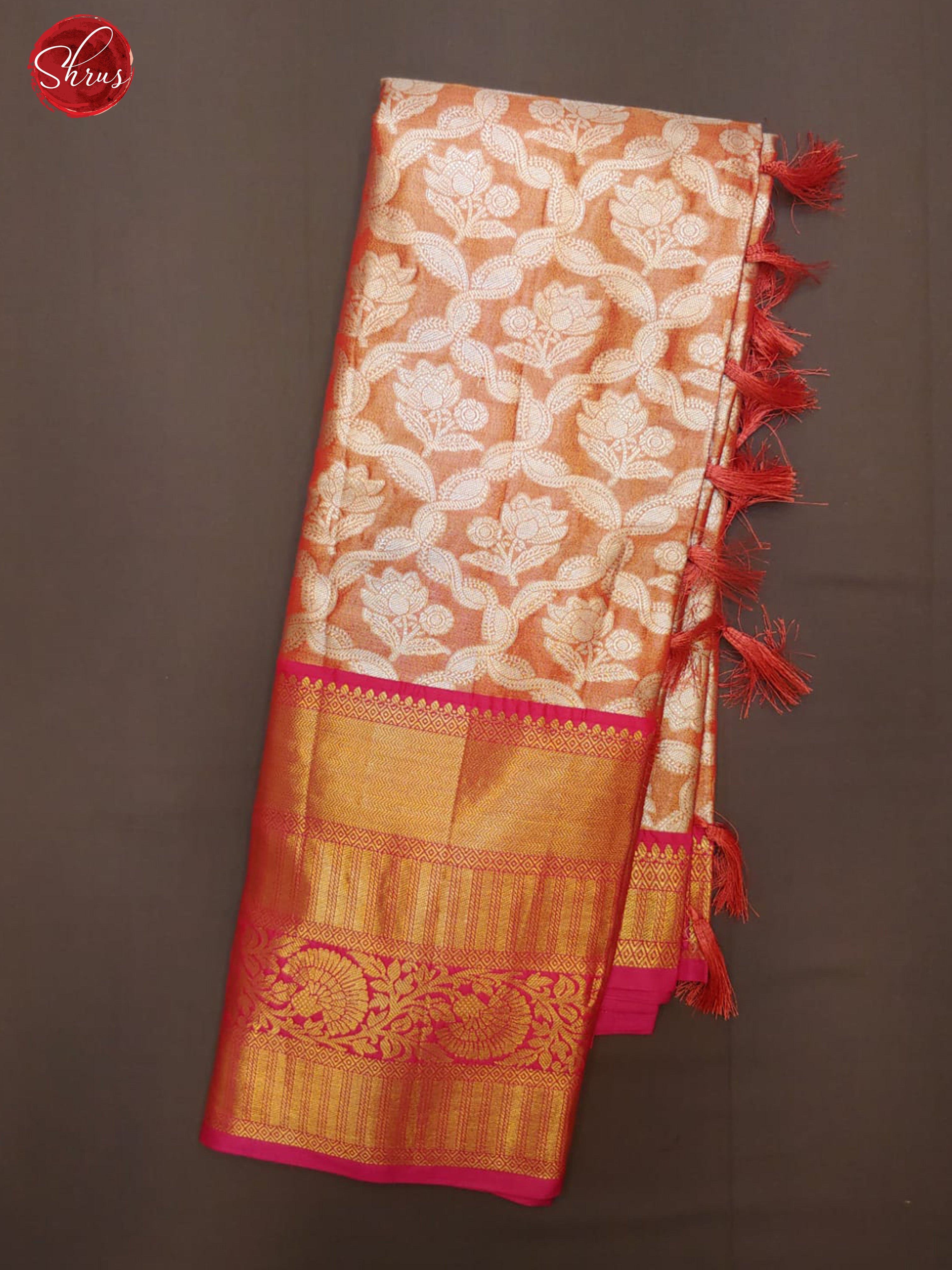 Orange & Pink - Tissue Banarasi with zari brocade on the body and zari border - Shop on ShrusEternity.com