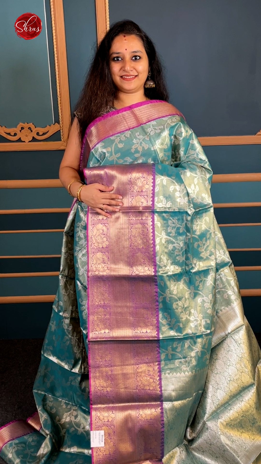 Pastel Green & Pink - Tissue Banarasi with zari brocade on the body and zari border - Shop on ShrusEternity.com