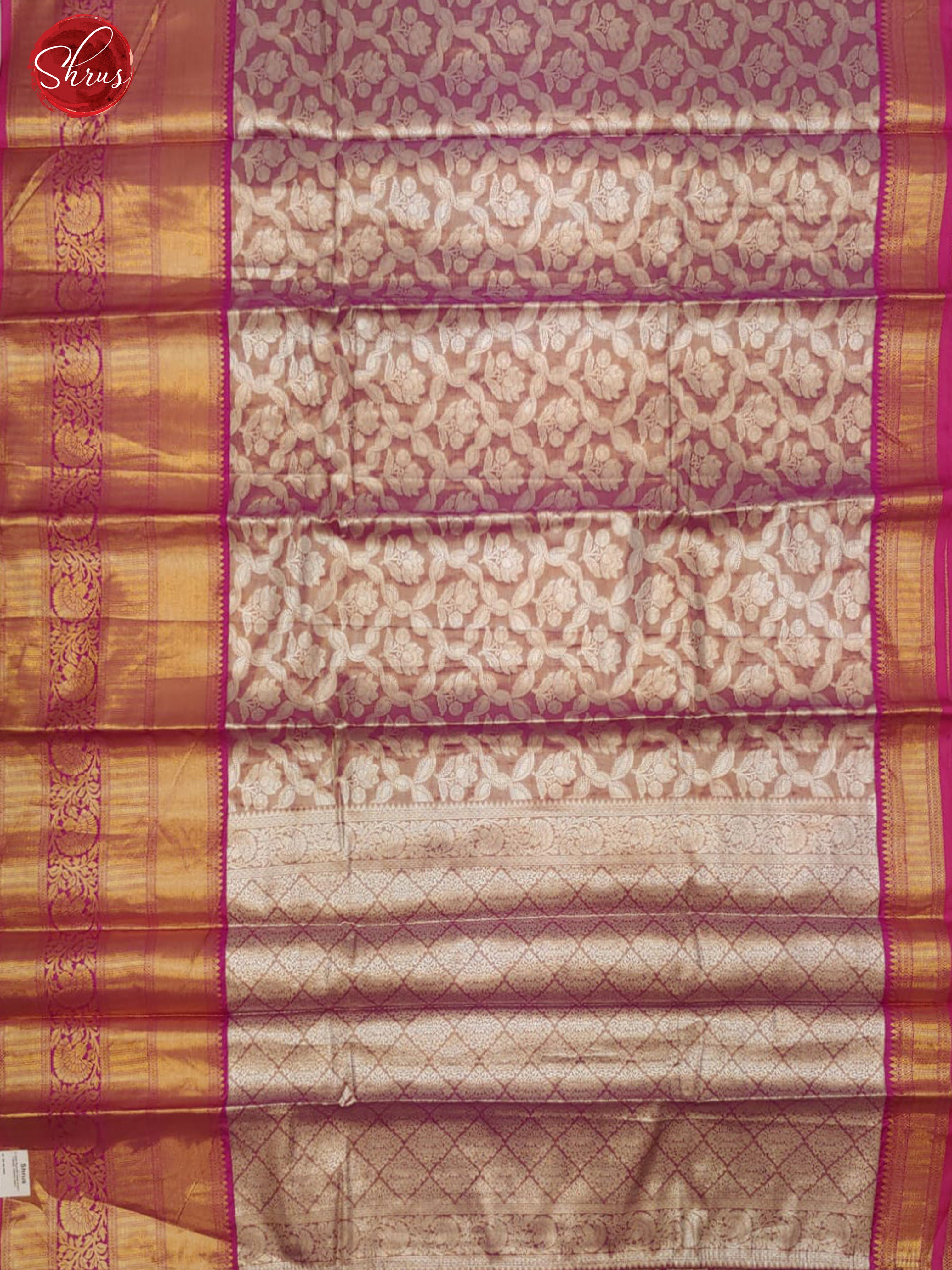 Purple & Pink - Tissue Banarasi with zari brocade on the body and zari border - Shop on ShrusEternity.com