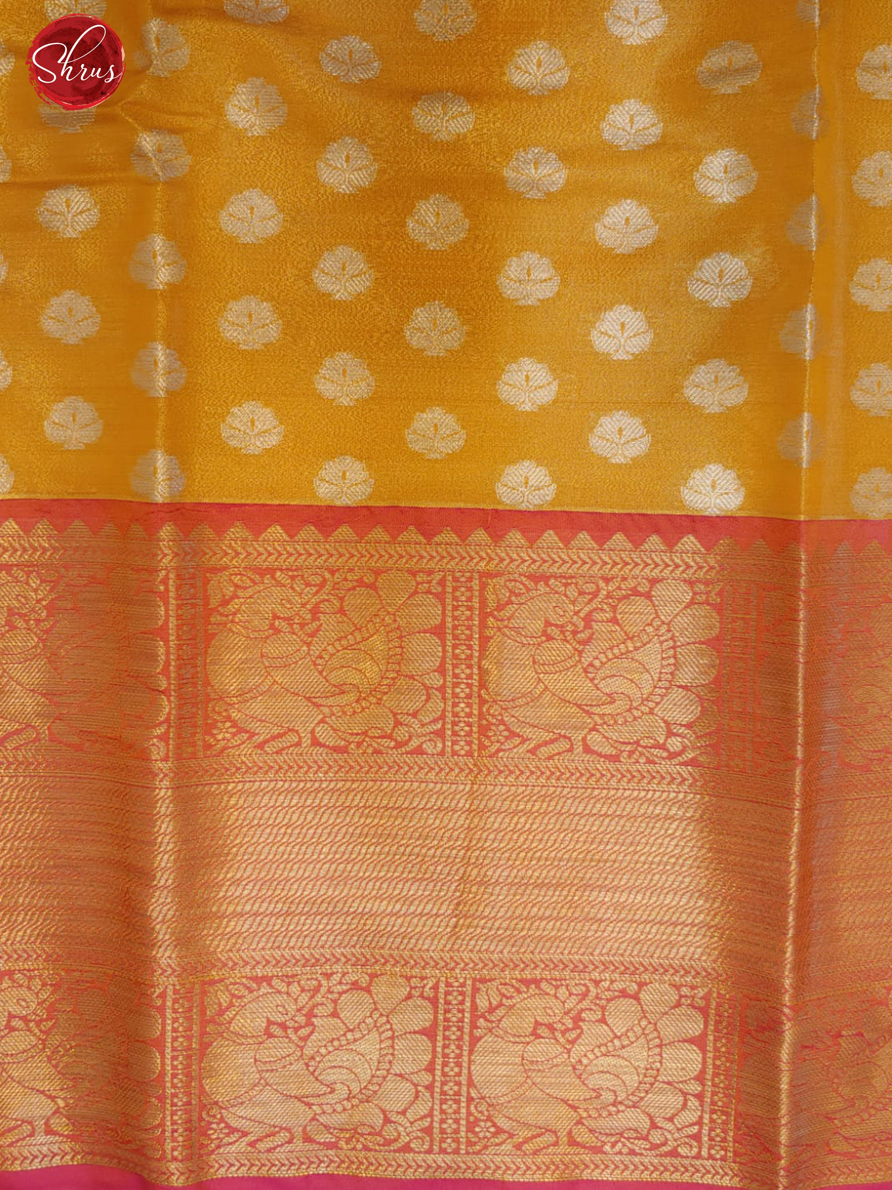 Mustard & Pink - Tissue Banarasi with zari brocade on the body and zari border - Shop on ShrusEternity.com