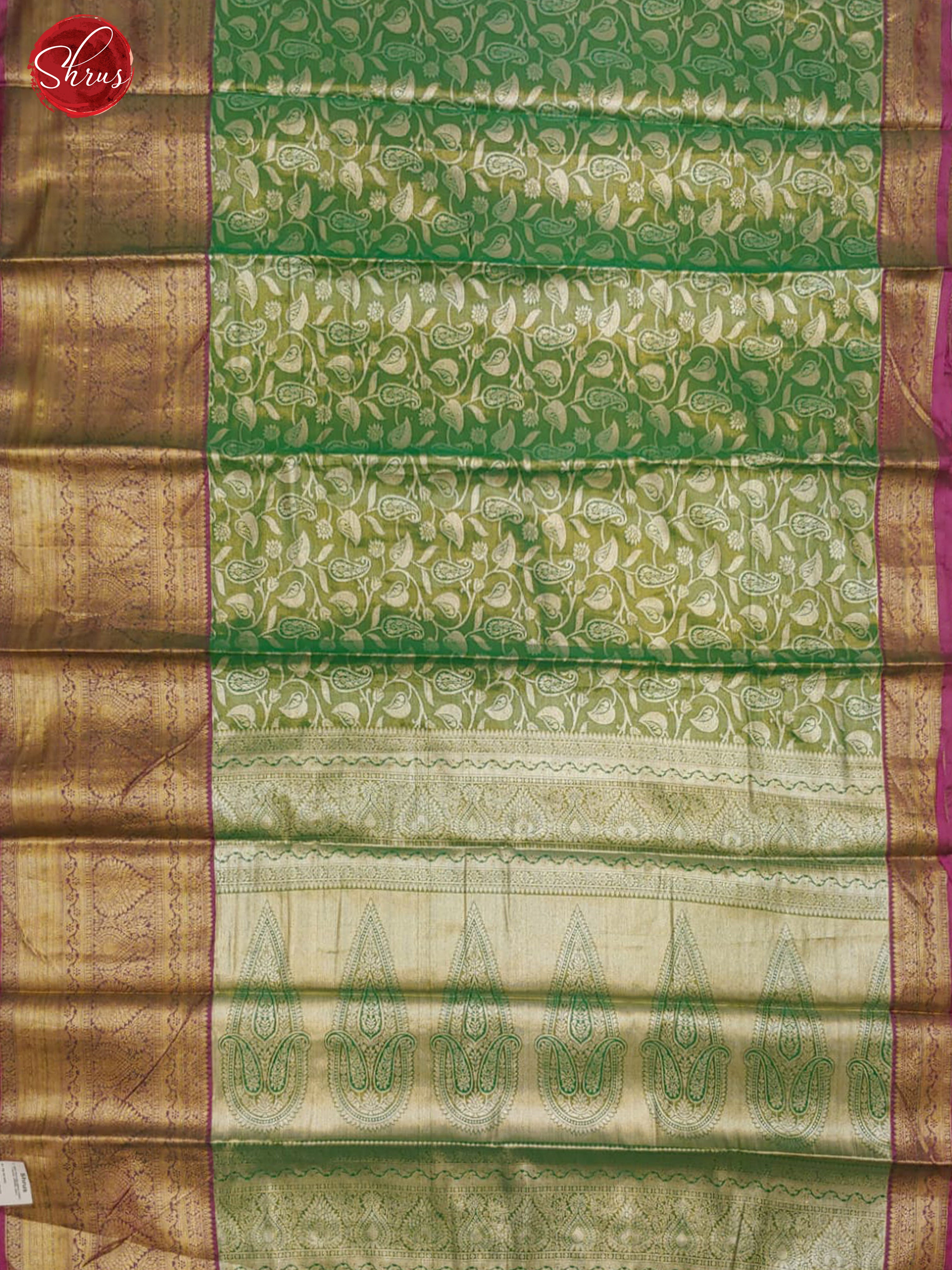 Green & Pink- Tissue Banarasi with zari brocade on the body and zari border - Shop on ShrusEternity.com