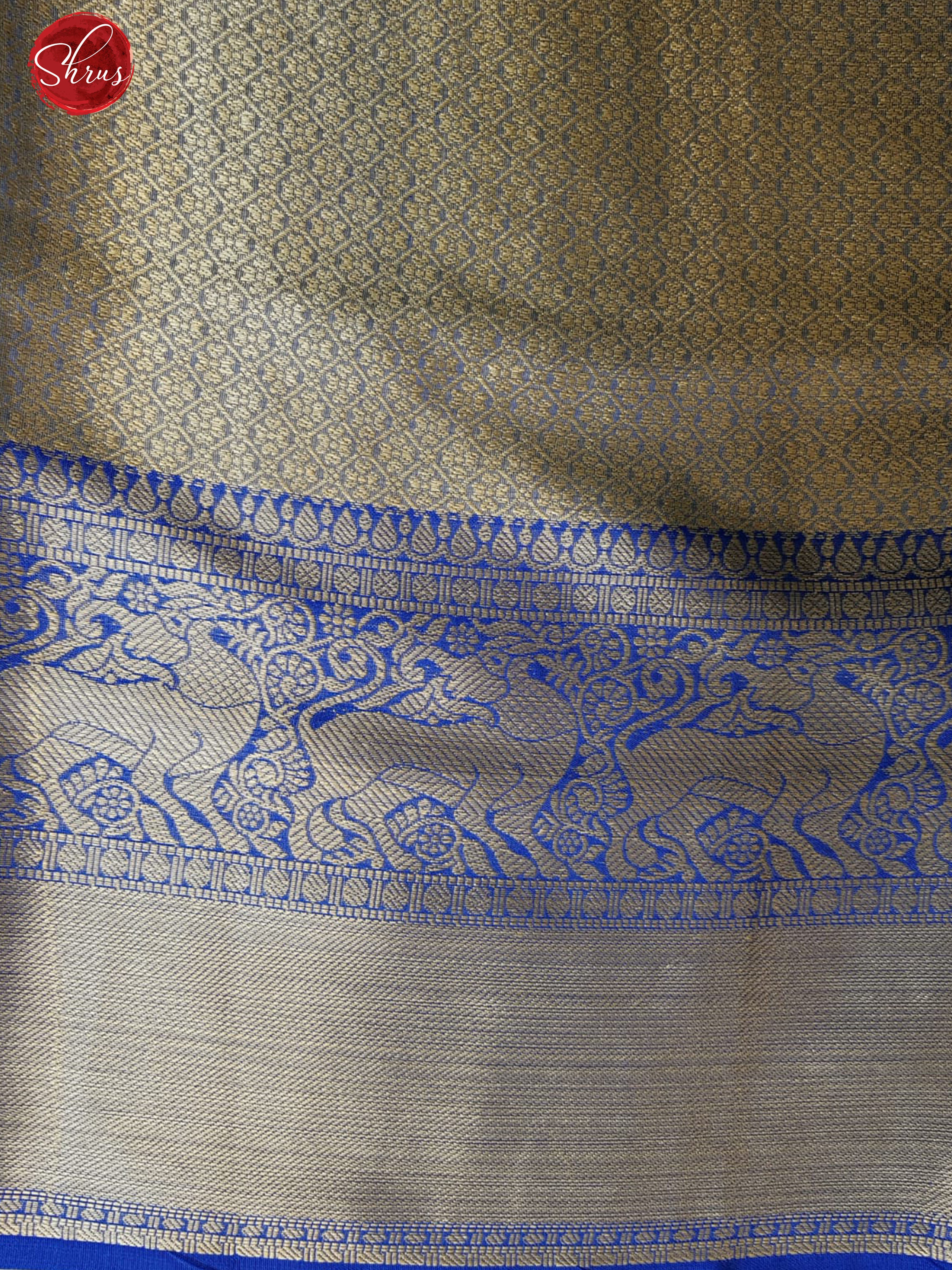 Cream & Blue -Semi Dupion with floral  print on the body and contrast zari border - Shop on ShrusEternity.com