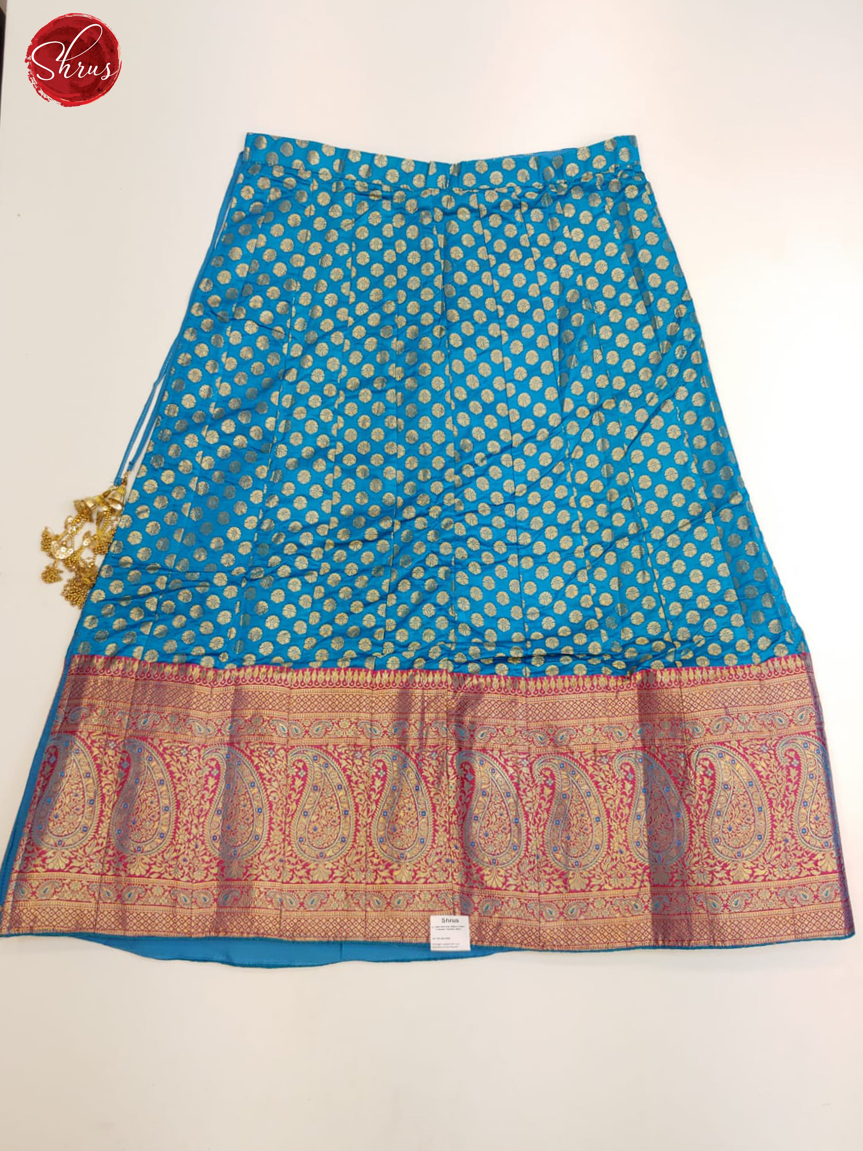 Blue & Pink - Chiffon Semi Stitched Lehenga with zari buttas brocade on the skirt  Contrast Dupatta - Shop on ShrusEternity.com