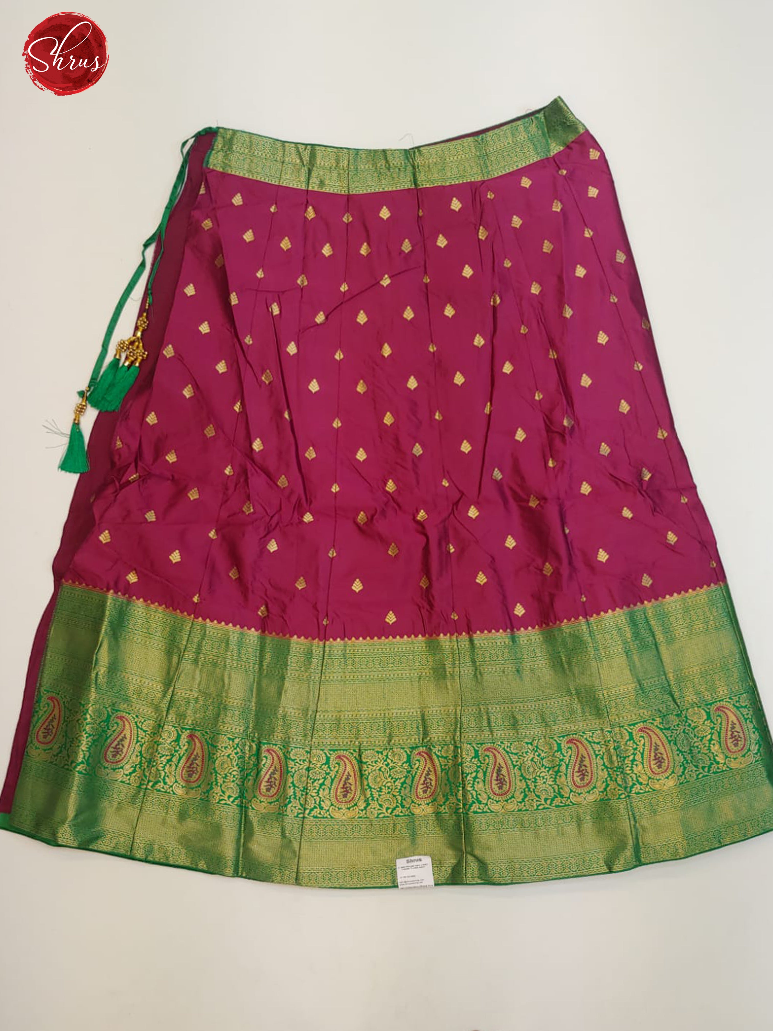 Pink & Green - Chiffon Semi Stitched Lehenga with zari butta skirt & Contrast Dupatta - Shop on ShrusEternity.com