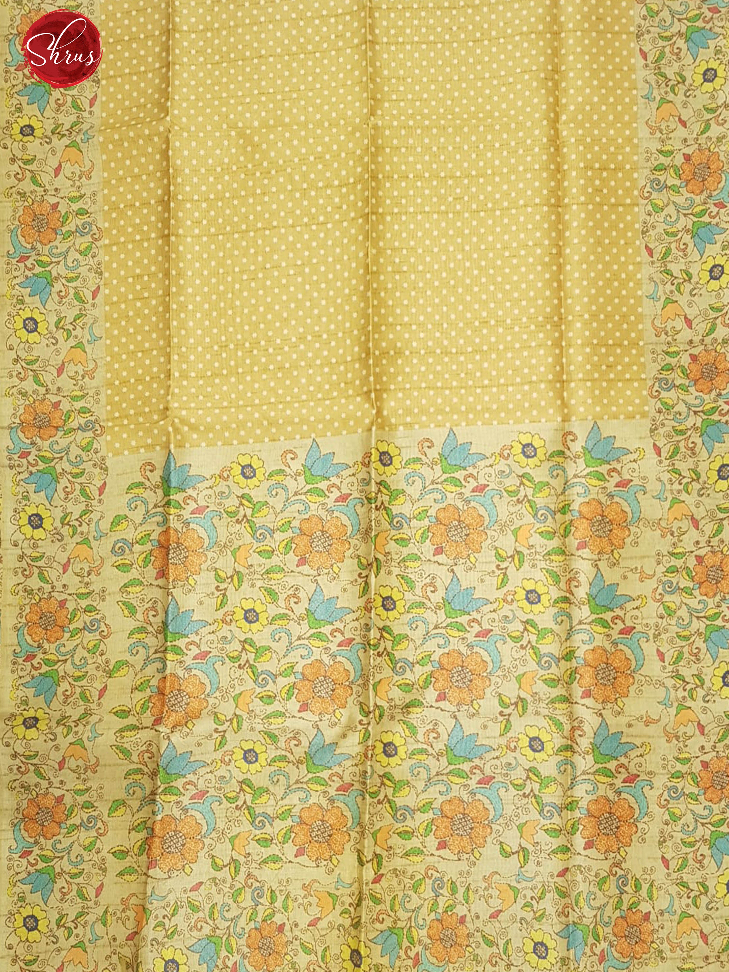 Beige and Cream- Semi Tussar with dot print on the body and contrast border - Shop on ShrusEternity.com