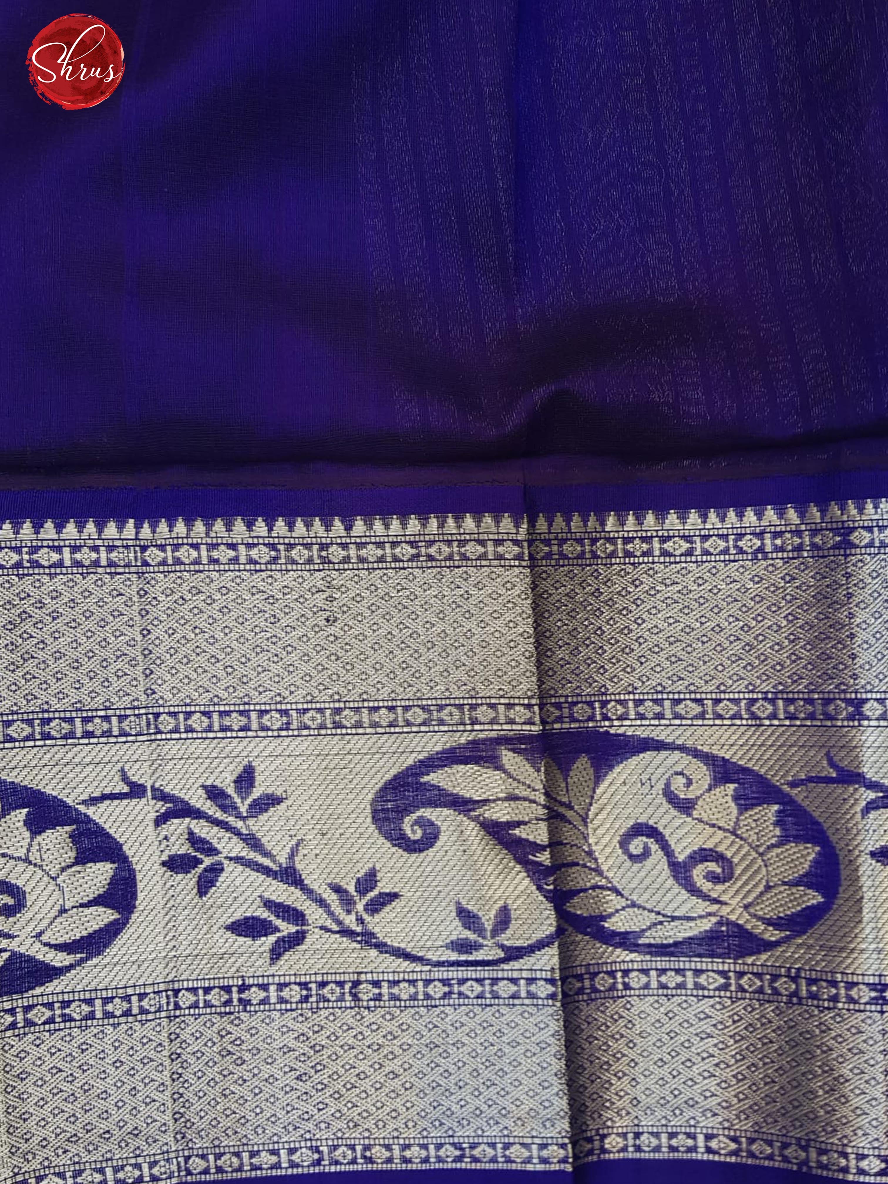 Teal Blue & Blue - Silk Cotton with zari woven floral motifs on the body & Contrast Zari border - Shop on ShrusEternity.com