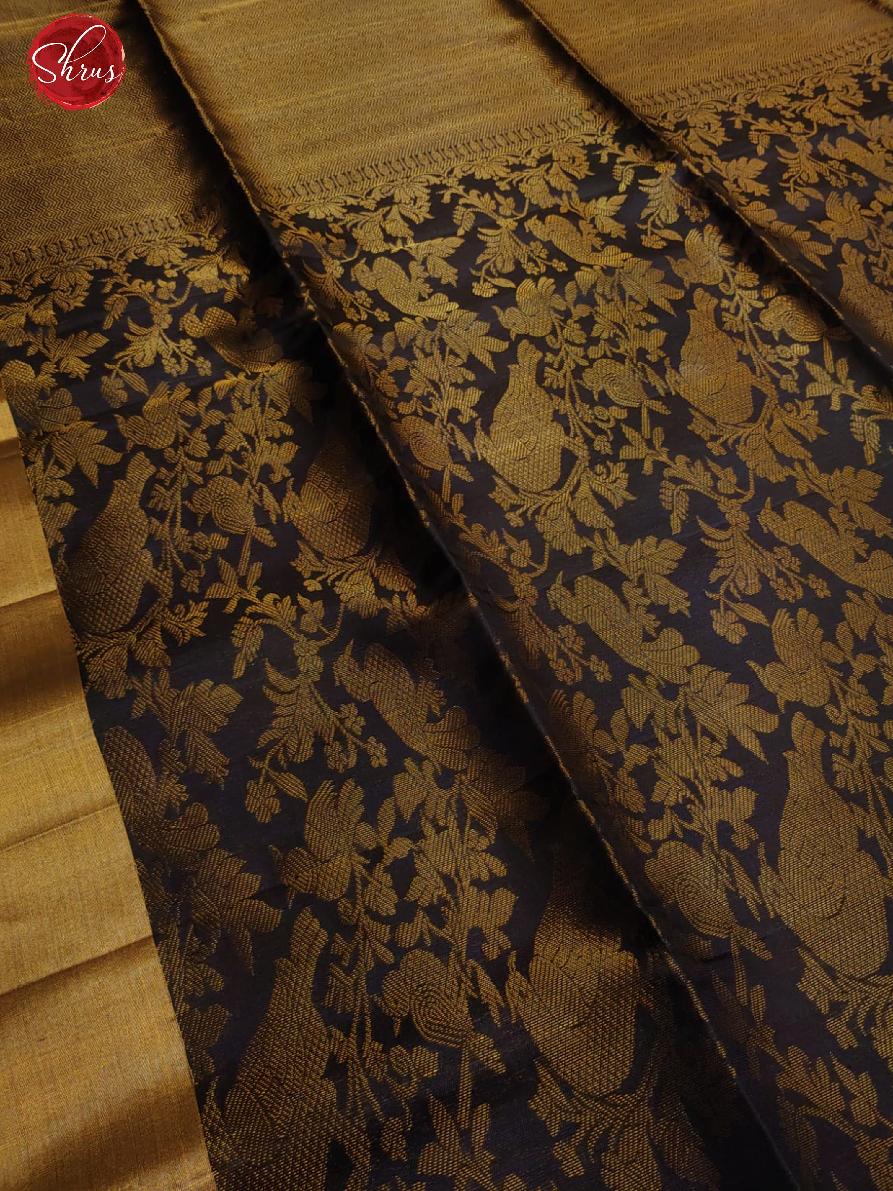 Dark Blue & Lavender - Soft Silk with Zari woven floral nestling brocade on the body& Zari Border - Shop on ShrusEternity.com