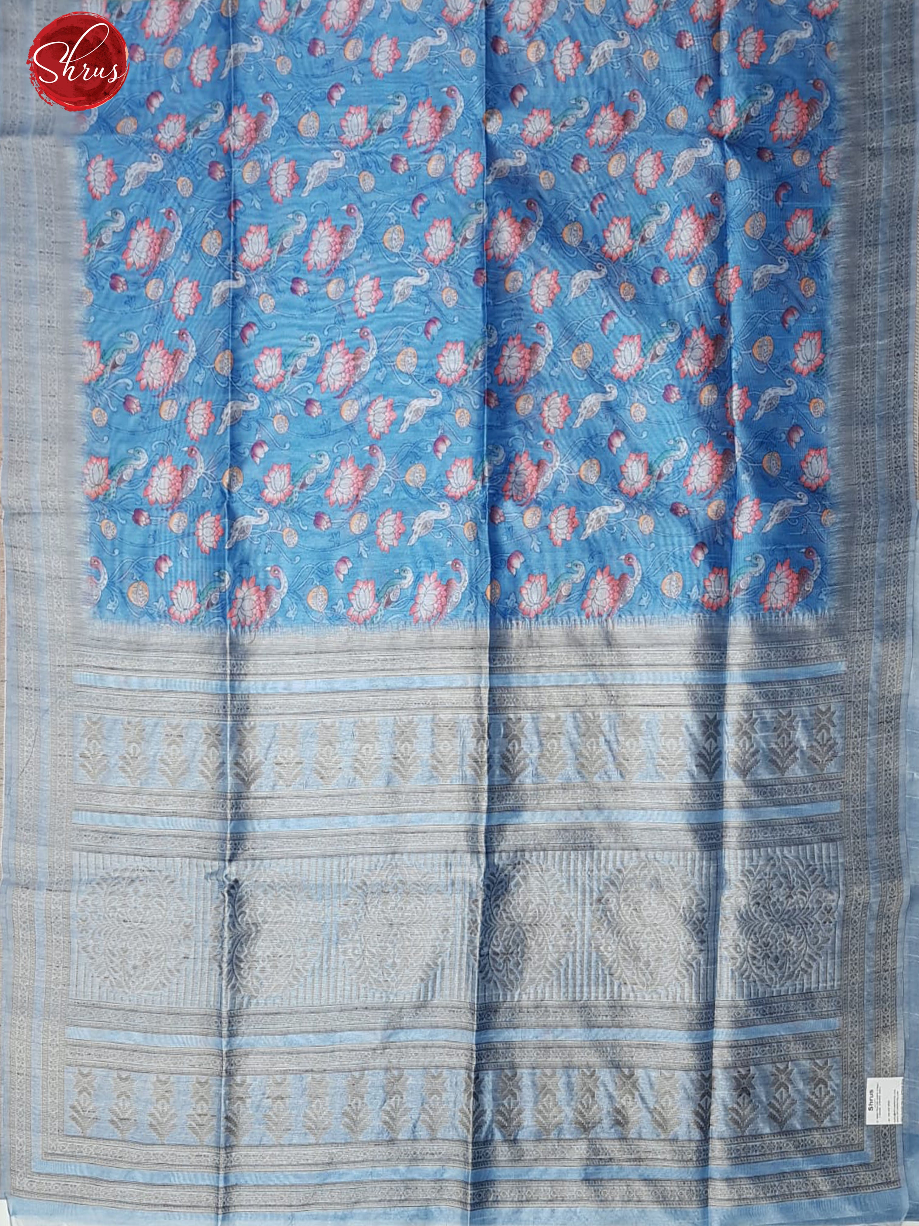 Pink(Single Tone)- Semi Tussar with kalamkari floral print on the body& Border - Shop on ShrusEternity.com