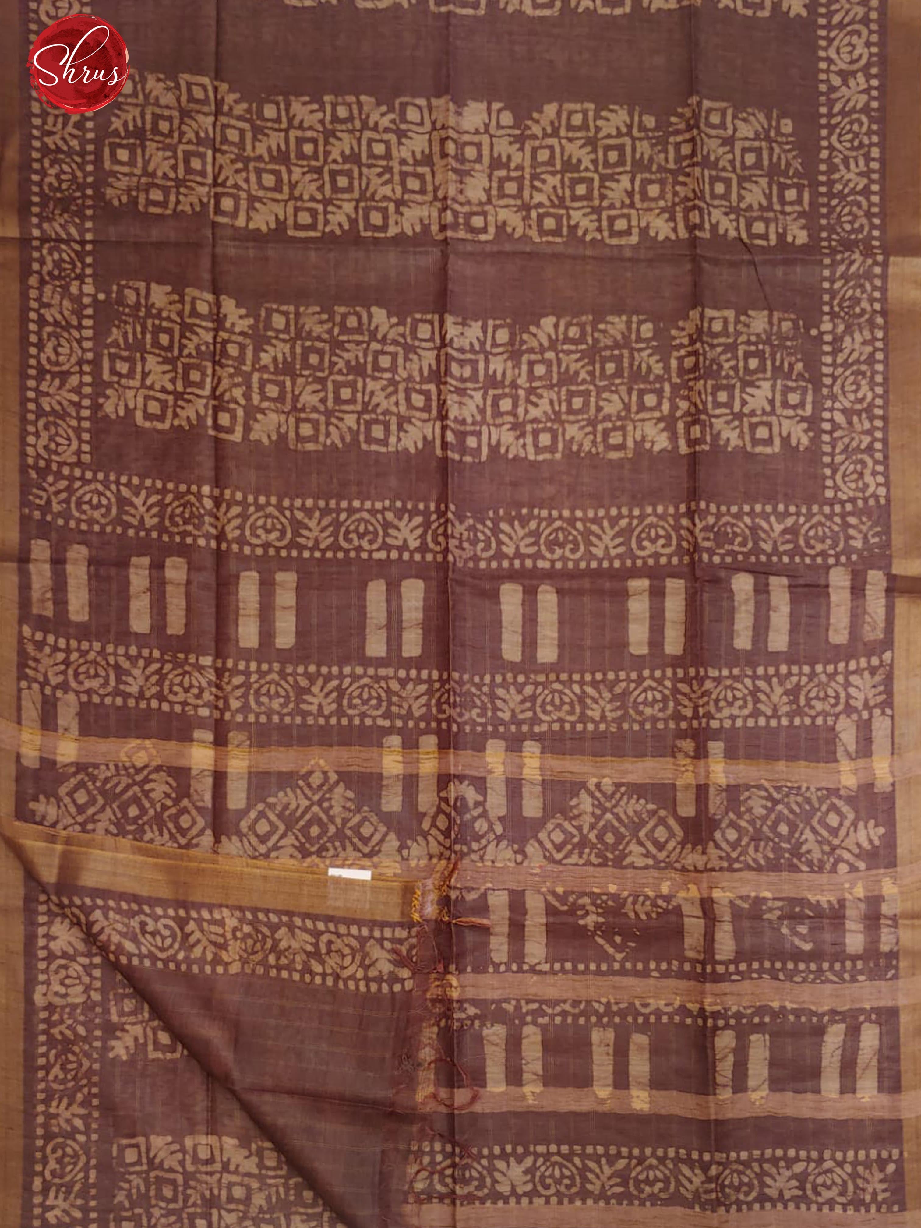 Brown(Single Tone)-Bhatik  with floral pattern on the body &  zari   Border - Shop on ShrusEternity.com