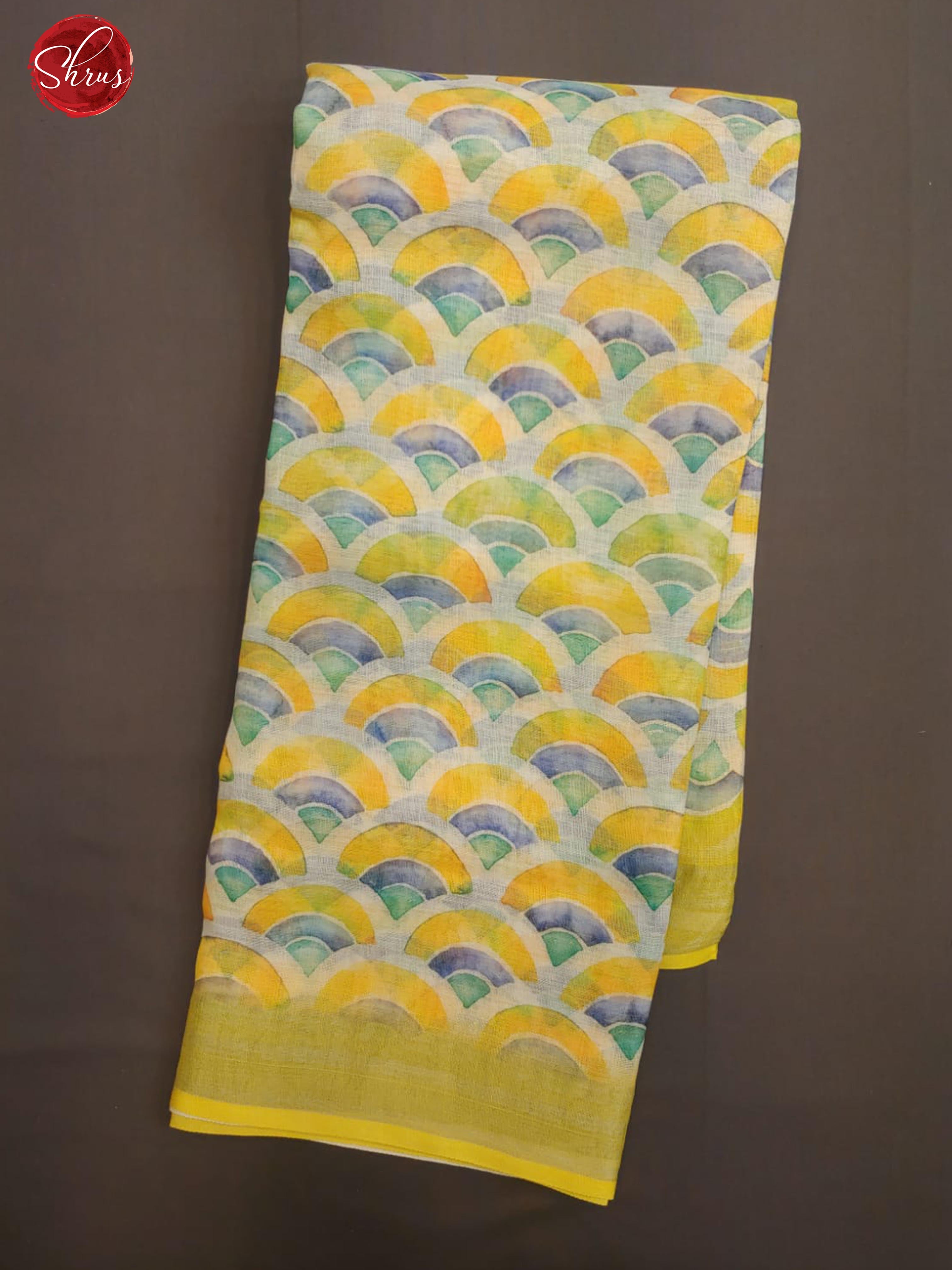 Cream & Yellow - Art Linen with floral pattern on the body  & Zari Border - Shop on ShrusEternity.com