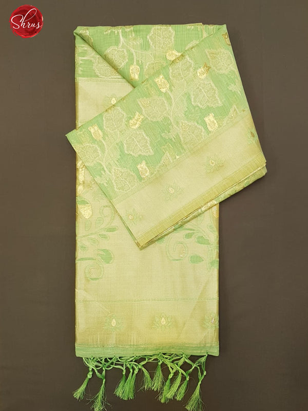 Green(Single Tone)-Art Linen with zari woven floral brocade on the body &Zari Border - Shop on ShrusEternity.com