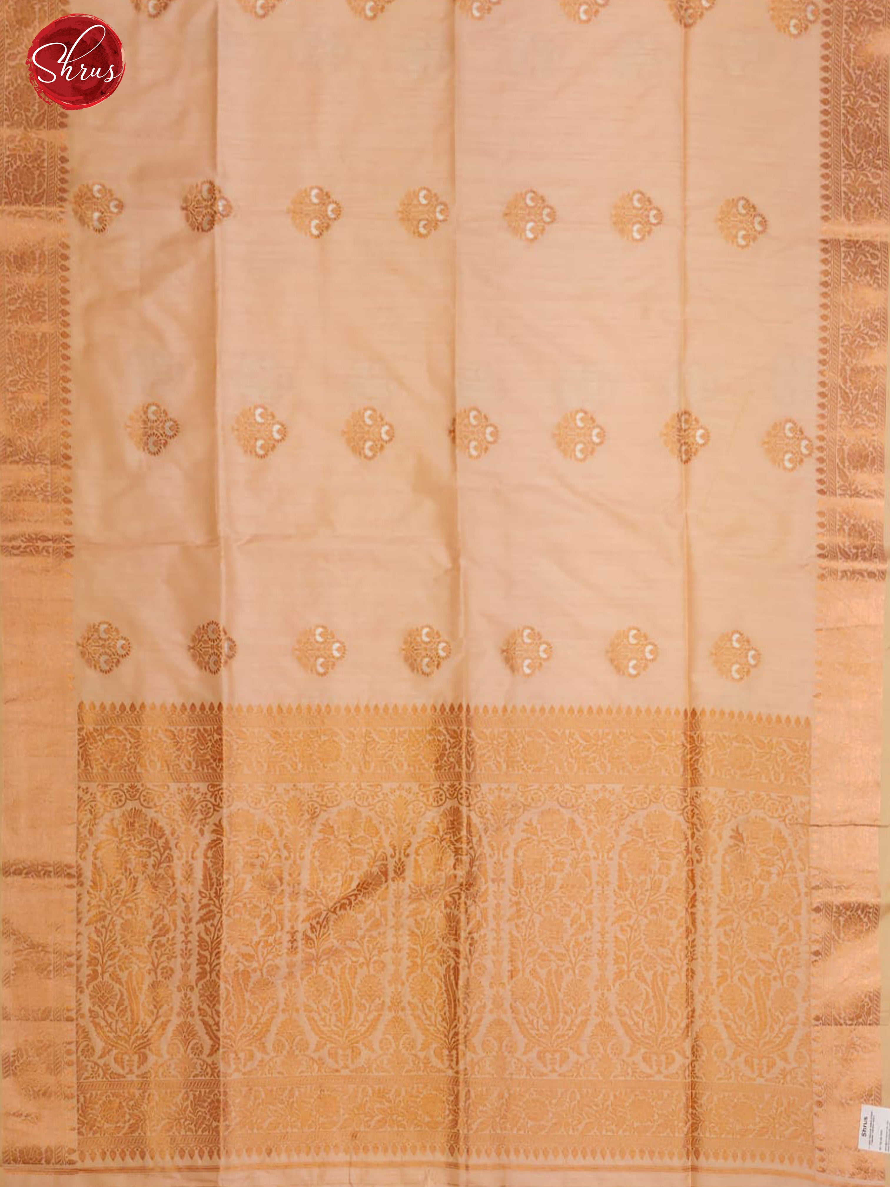 Peach(Single Tone) - Semi Banarasi with zari woven  floral motifs  on the body& Zari Border - Shop on ShrusEternity.com