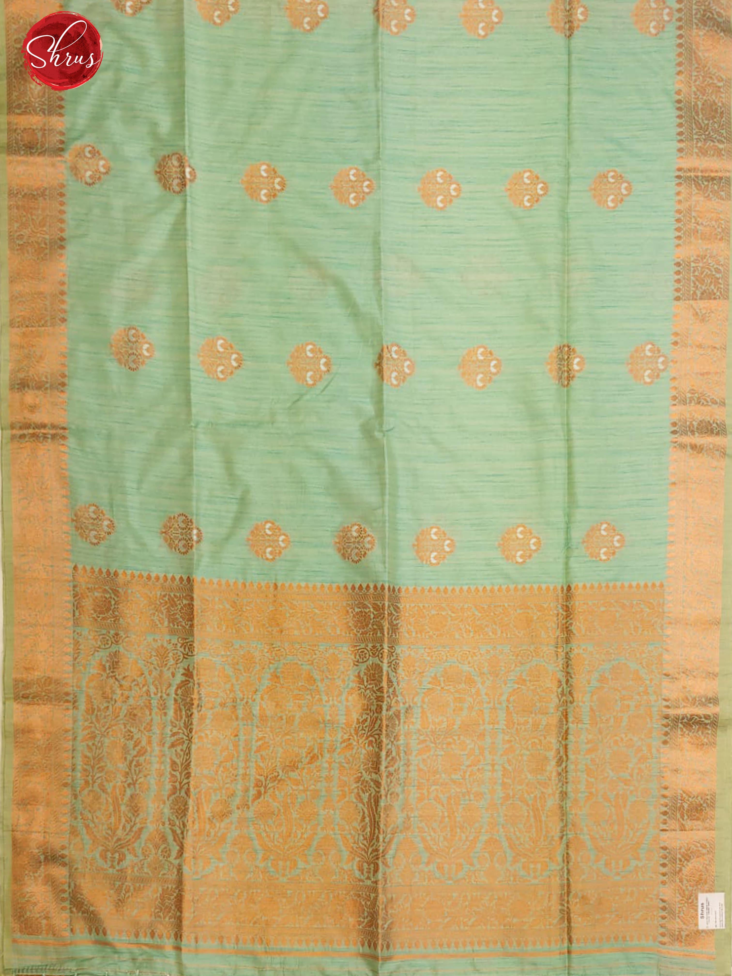 Teal Blue(Single Tone) - Semi Banarasi with zari woven  floral motifs  on the body& Zari Border - Shop on ShrusEternity.com