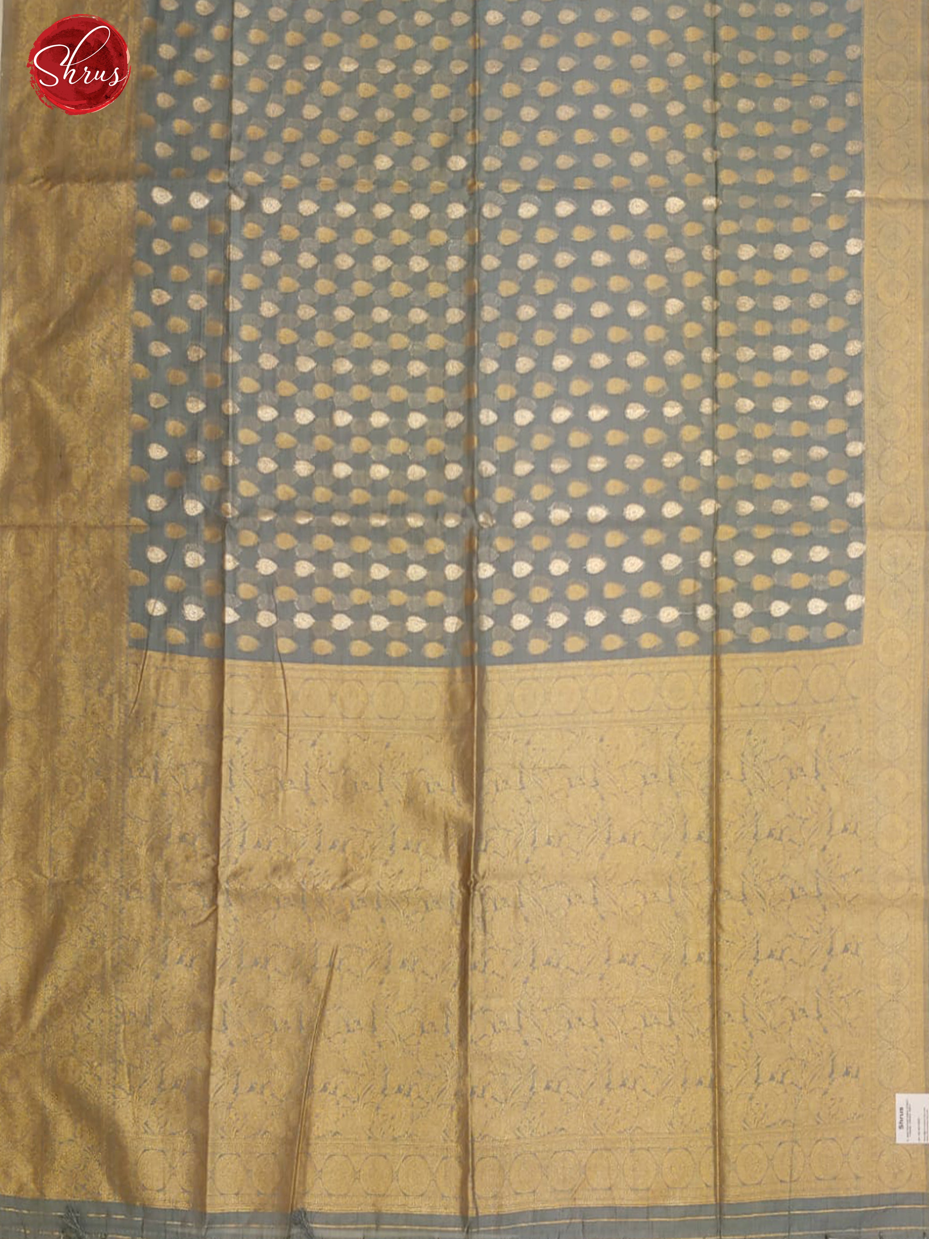 Grey(Single Tone) - Semi Banarasi with zari woven  floral buttas  on the body& Zari Border - Shop on ShrusEternity.com