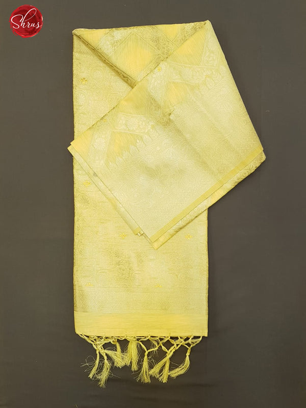 Yellow(Single Tone)-Art Linen with zari woven floral brocade on the body &Zari Border - Shop on ShrusEternity.com
