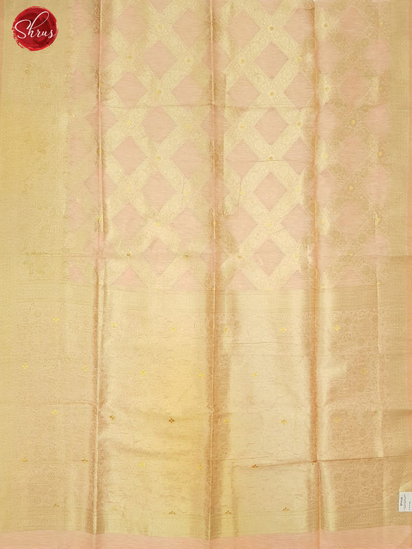 Peach(Single Tone)-Art Linen with zari woven floral brocade on the body &Zari Border - Shop on ShrusEternity.com