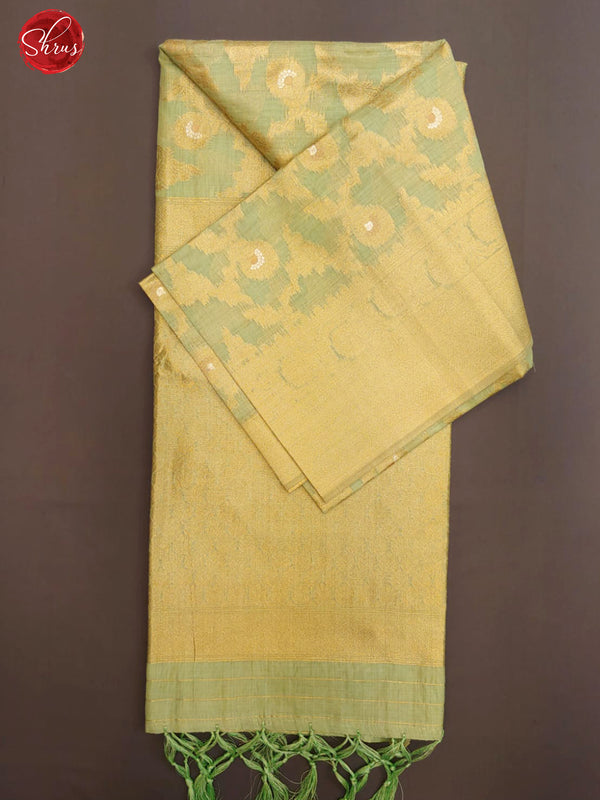 Elachi Green(Single Tone) - Semi Banarasi with zari woven  floral brocade    on the body& Zari Border - Shop on ShrusEternity.com