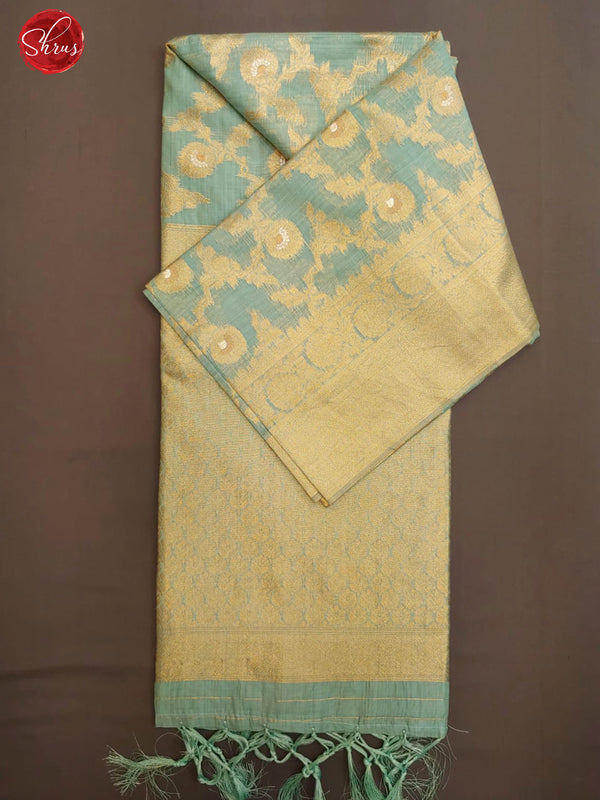 Pastel Blue (Single Tone) - Semi Banarasi with zari woven  floral brocade    on the body& Zari Border - Shop on ShrusEternity.com