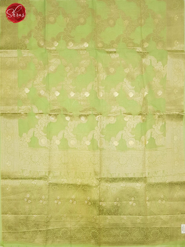 Green (Single Tone)-Art Linen with zari woven floral brocade on the body &Zari Border - Shop on ShrusEternity.com