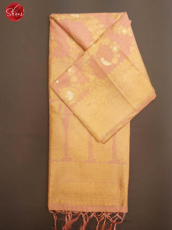 Pink(Single Tone) - Semi Banarasi with zari woven  floral brocade    on the body& Zari Border - Shop on ShrusEternity.com