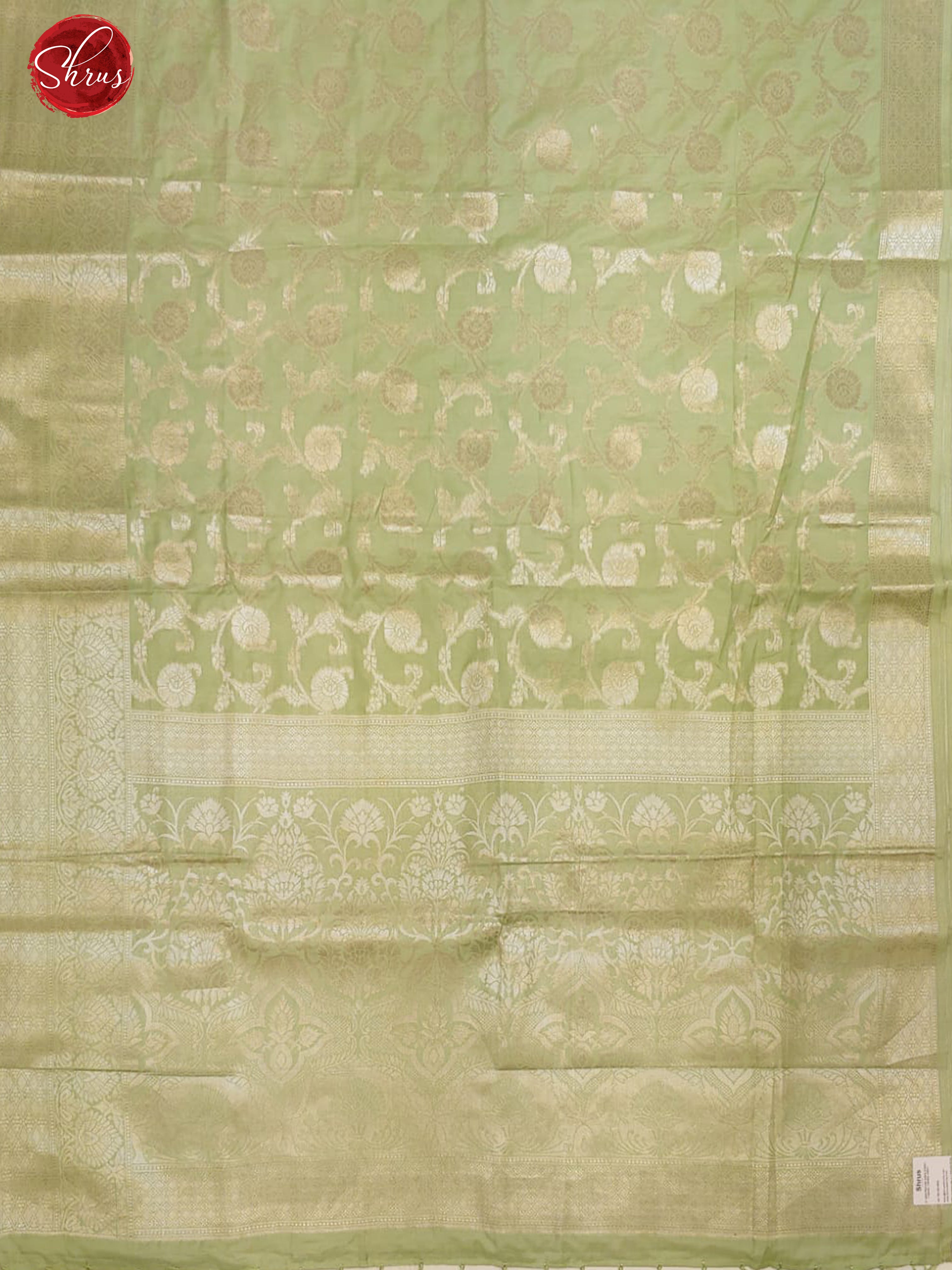 Pastel Green(Single Tone) - Semi Banarasi with zari woven diagonal  floral vines ,buttas   on the body& Zari Border - Shop on ShrusEternity.com