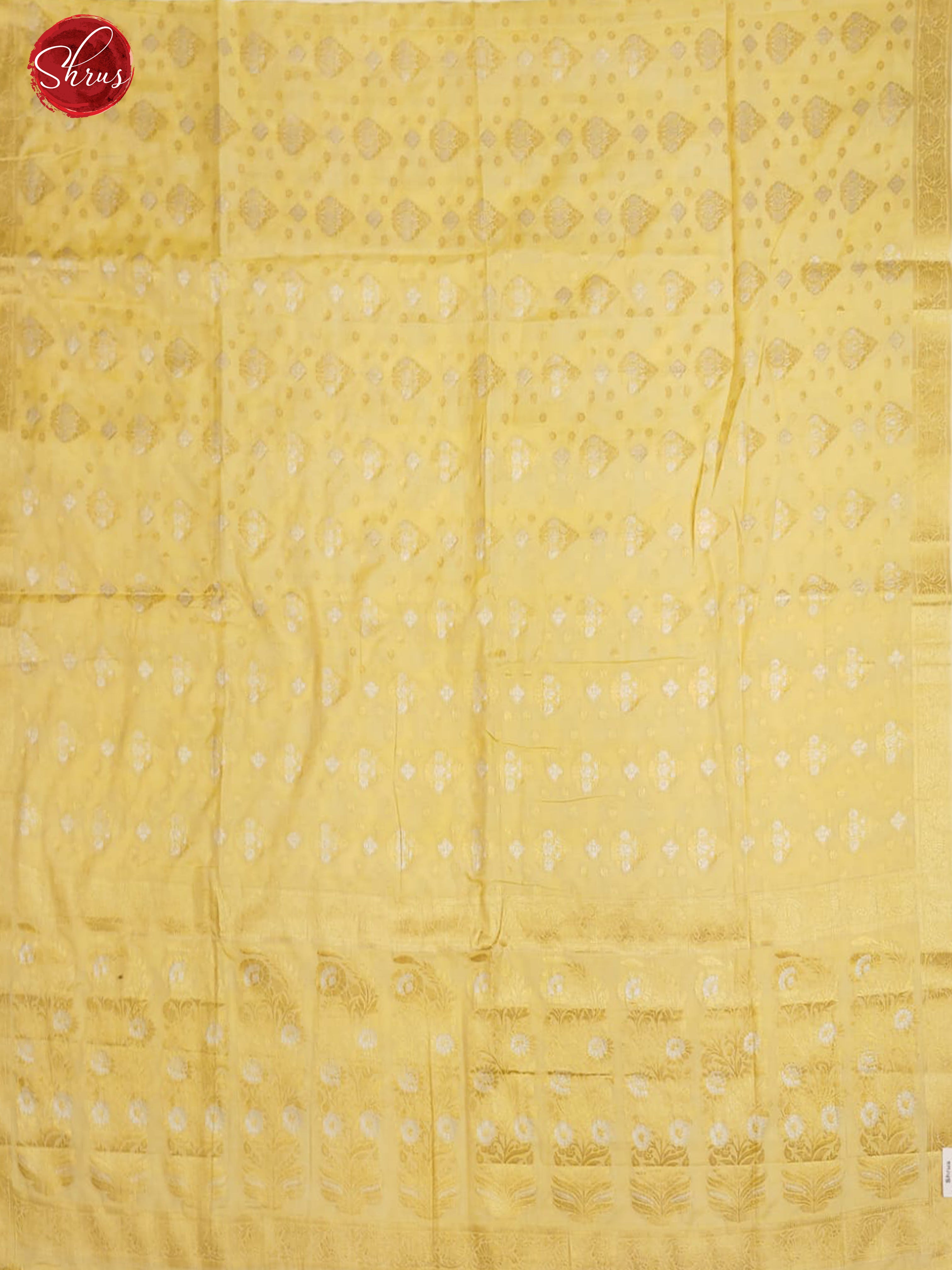 Yellow(Single Tone) - Semi Banarasi with zari woven floral buttas, motifs on the body& Zari Border - Shop on ShrusEternity.com