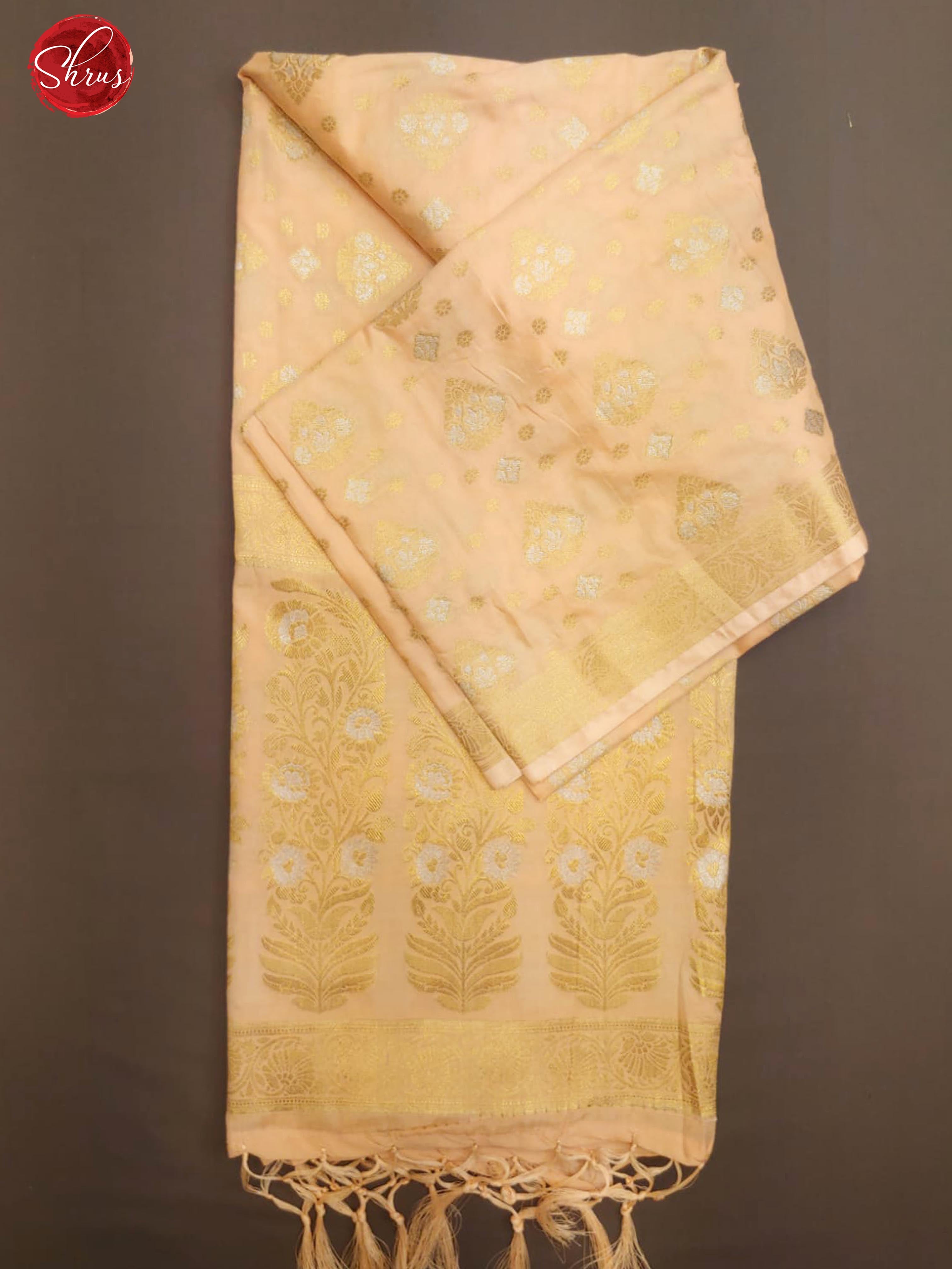 Baby Pink(Single Tone) - Semi Banarasi with zari woven floral buttas, motifs on the body& Zari Border - Shop on ShrusEternity.com