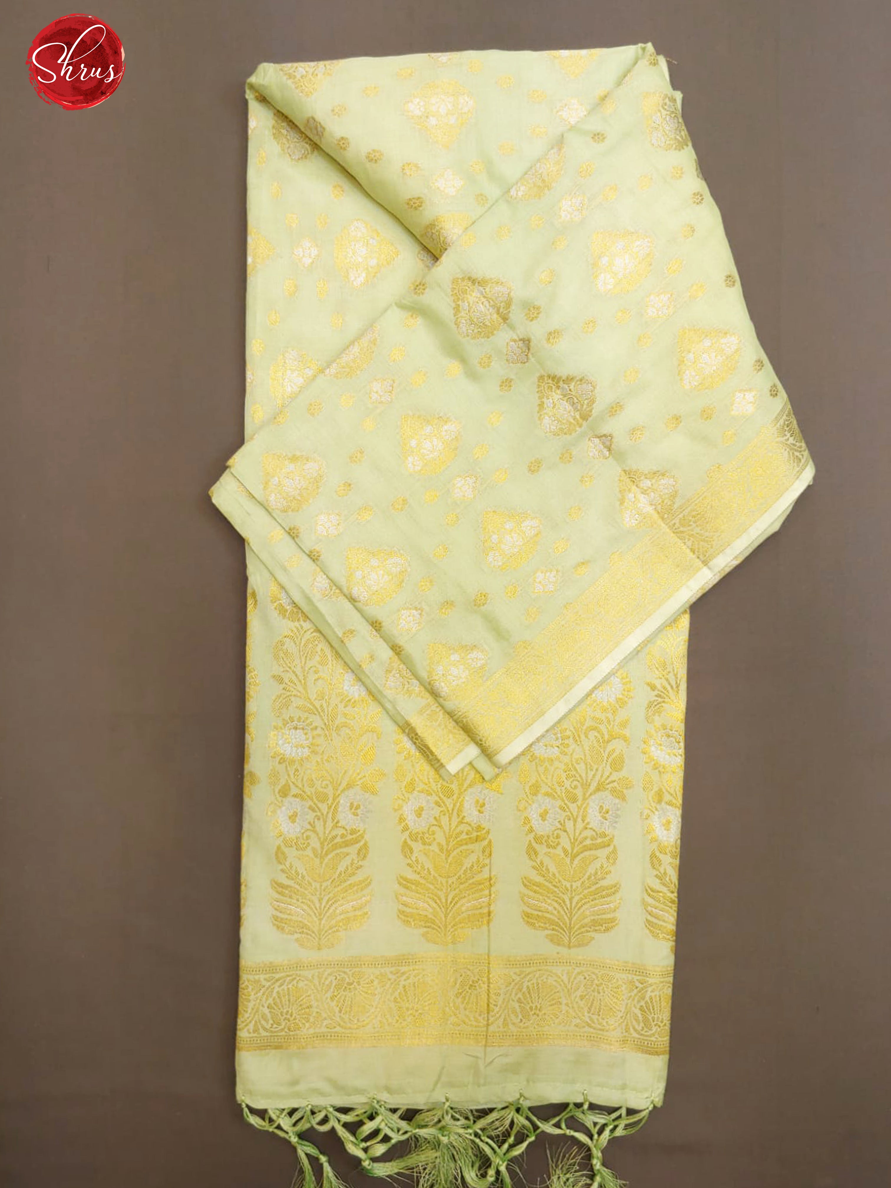 Light Green(Single Tone) - Semi Banarasi with zari woven floral buttas, motifs on the body& Zari Border - Shop on ShrusEternity.com