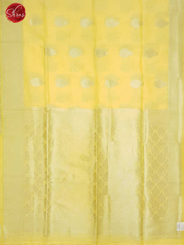Yellow(Single Tone)-Art Linen with zari woven floral motifs on the body &Zari Border - Shop on ShrusEternity.com