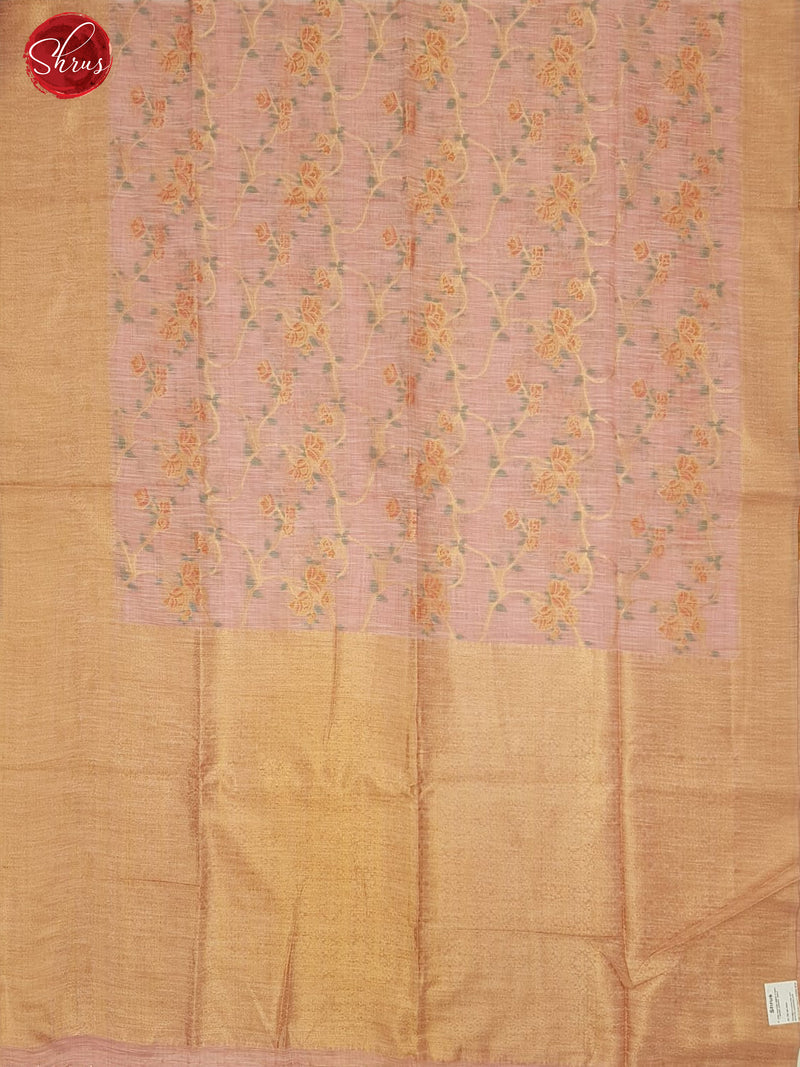 Pink(Single Tone)-Art Linen with zari woven floral print ,  brocade on the body &Zari Border - Shop on ShrusEternity.com